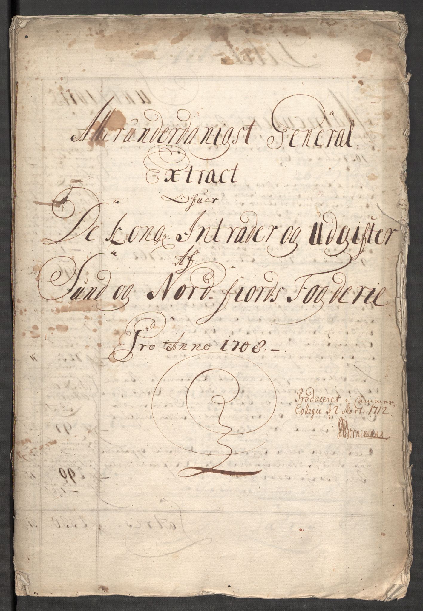 Rentekammeret inntil 1814, Reviderte regnskaper, Fogderegnskap, RA/EA-4092/R53/L3431: Fogderegnskap Sunn- og Nordfjord, 1708, s. 5