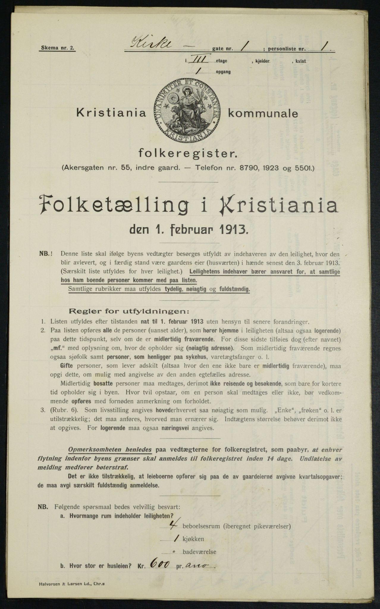 OBA, Kommunal folketelling 1.2.1913 for Kristiania, 1913, s. 49466