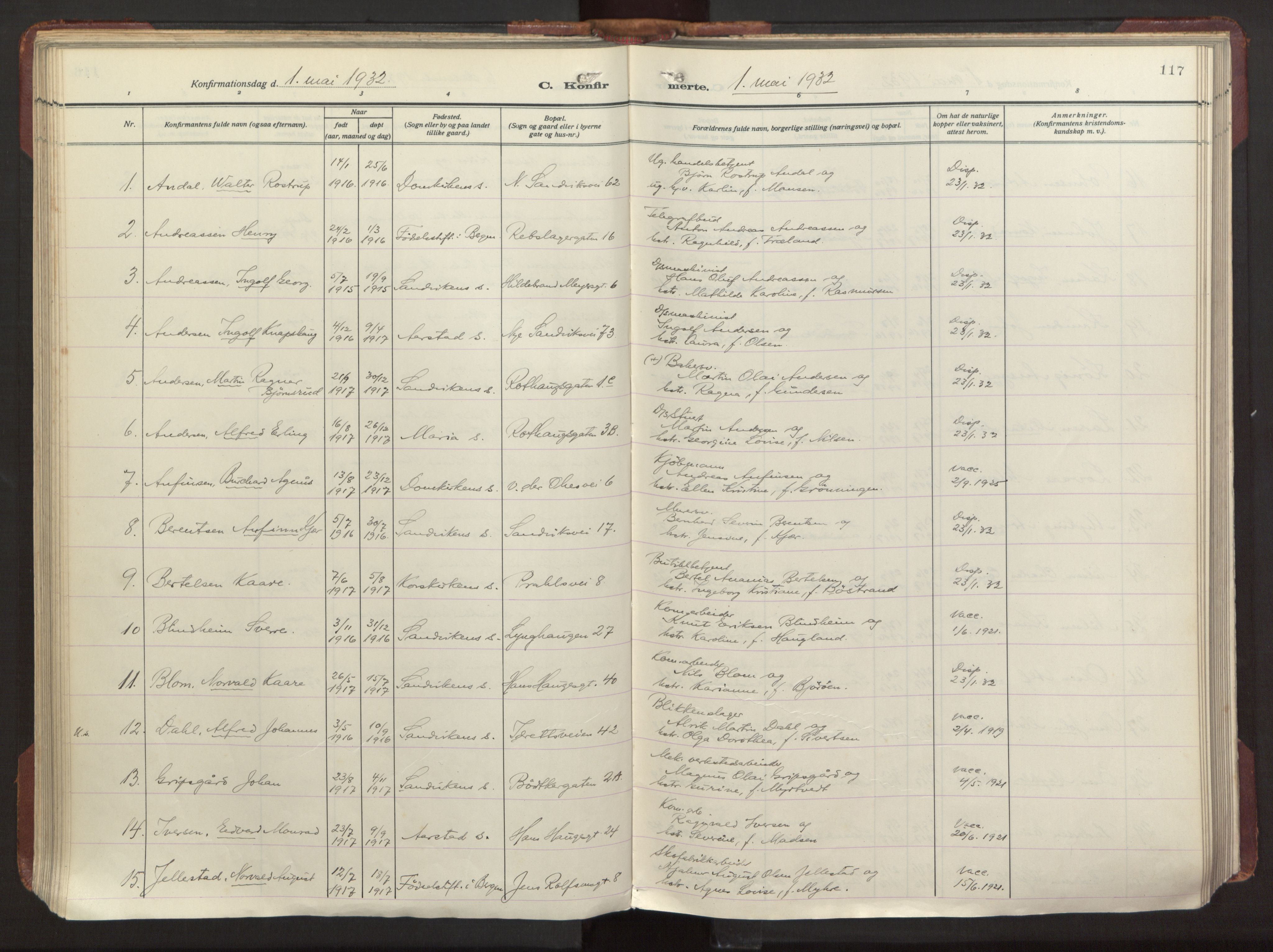 Sandviken Sokneprestembete, AV/SAB-A-77601/H/Ha/L0013: Ministerialbok nr. C 4, 1926-1943, s. 117