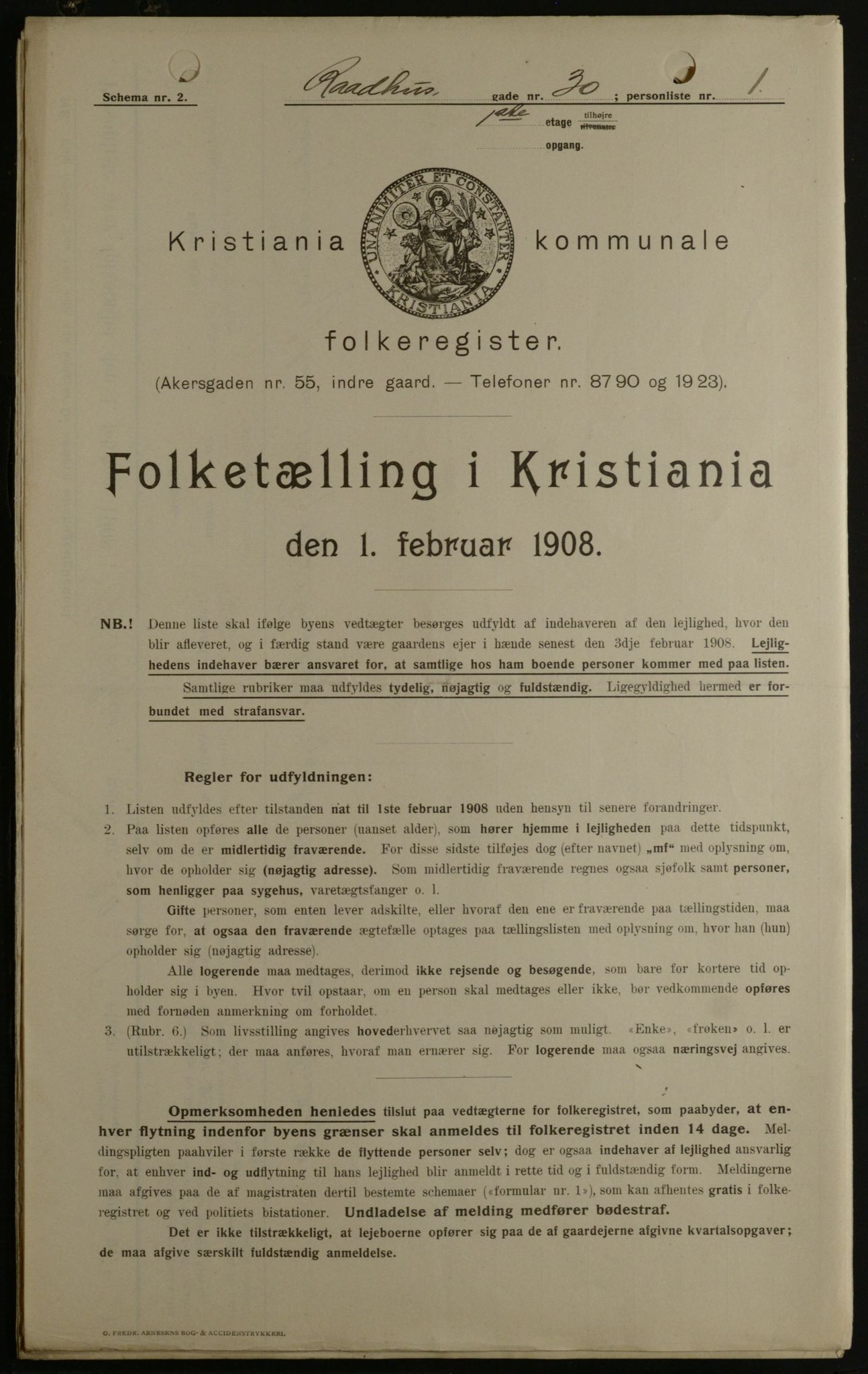 OBA, Kommunal folketelling 1.2.1908 for Kristiania kjøpstad, 1908, s. 77865