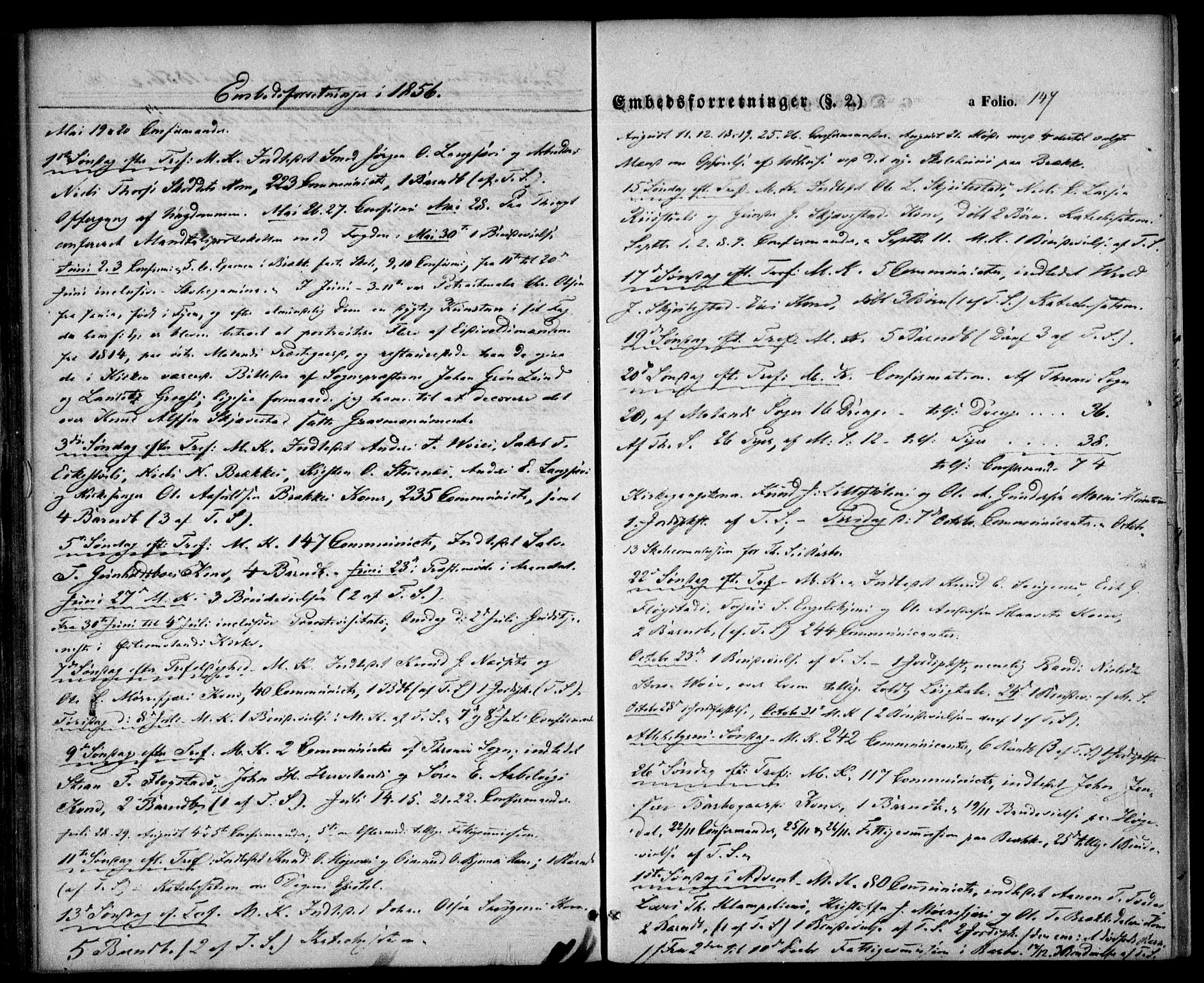 Austre Moland sokneprestkontor, SAK/1111-0001/F/Fa/Faa/L0007: Ministerialbok nr. A 7, 1847-1857, s. 147