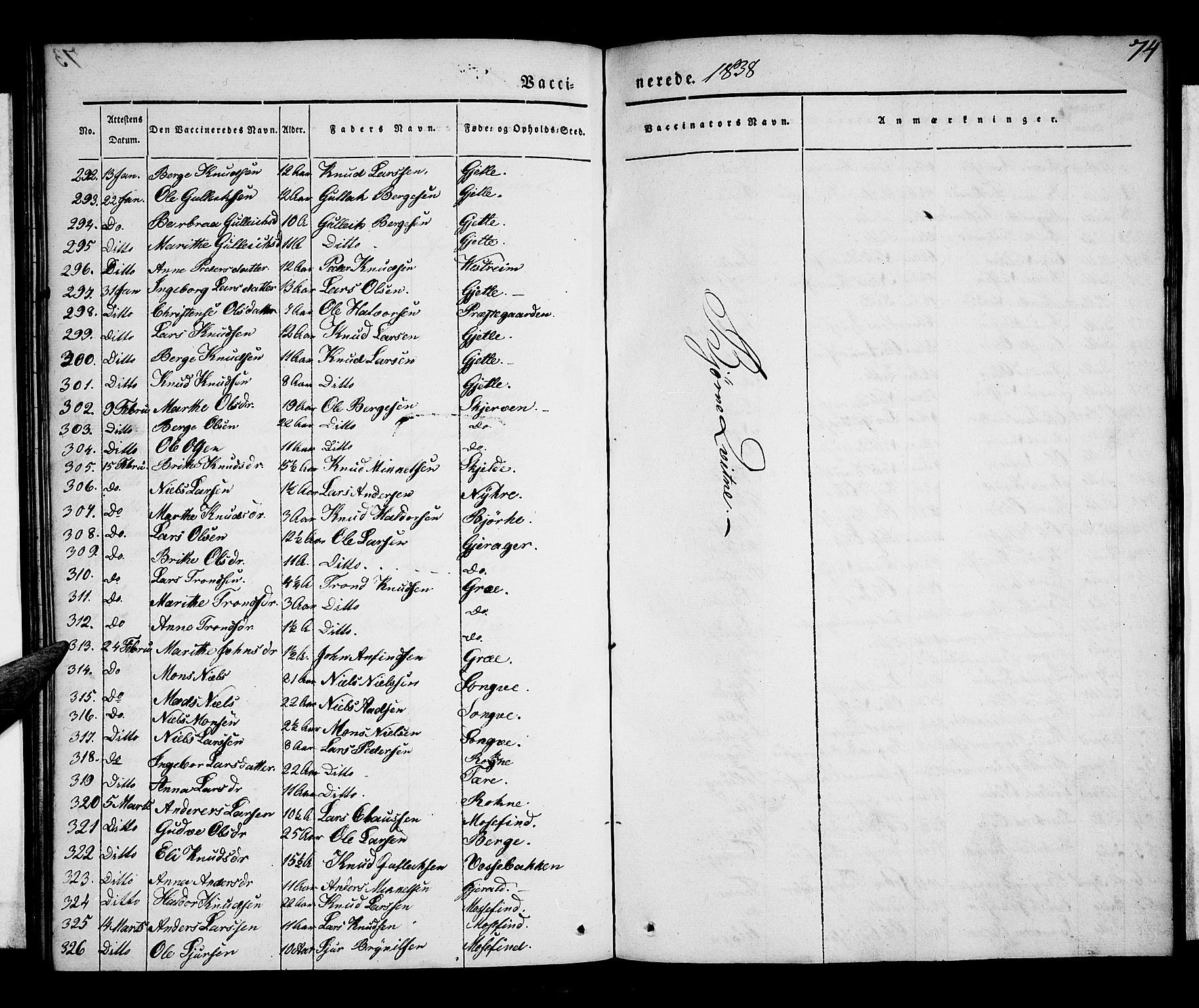 Voss sokneprestembete, AV/SAB-A-79001/H/Haa: Ministerialbok nr. A 14, 1837-1847, s. 74