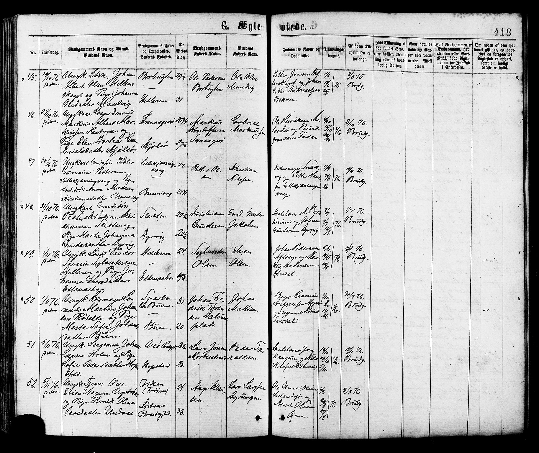 Ministerialprotokoller, klokkerbøker og fødselsregistre - Sør-Trøndelag, AV/SAT-A-1456/634/L0532: Ministerialbok nr. 634A08, 1871-1881, s. 418