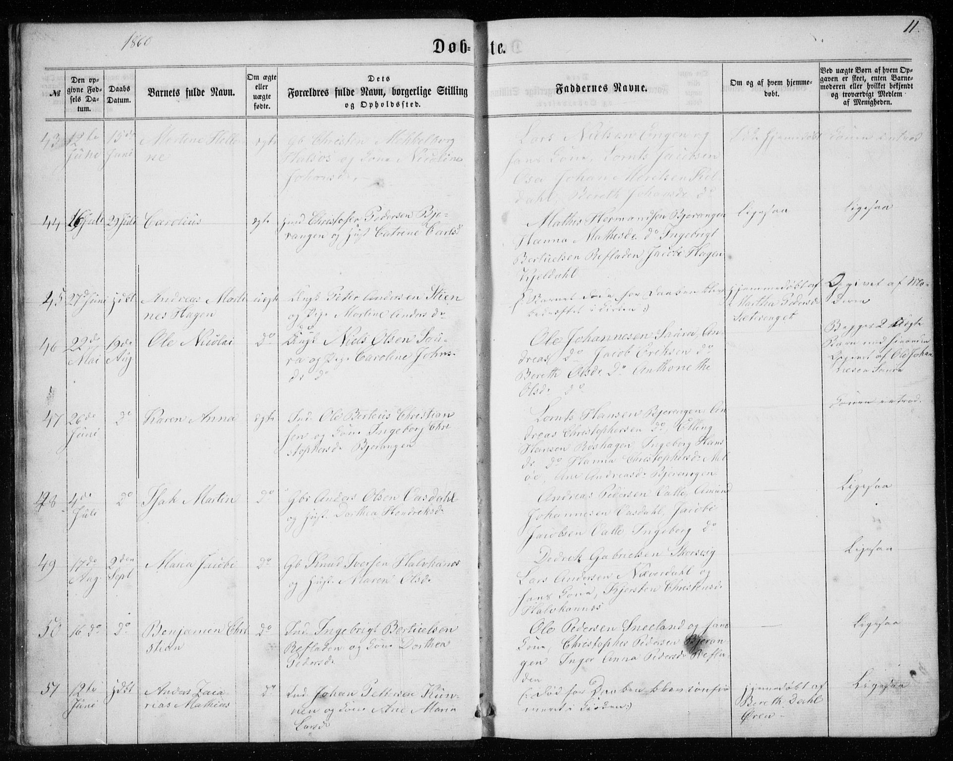 Ministerialprotokoller, klokkerbøker og fødselsregistre - Nordland, AV/SAT-A-1459/843/L0634: Klokkerbok nr. 843C03, 1860-1884, s. 11