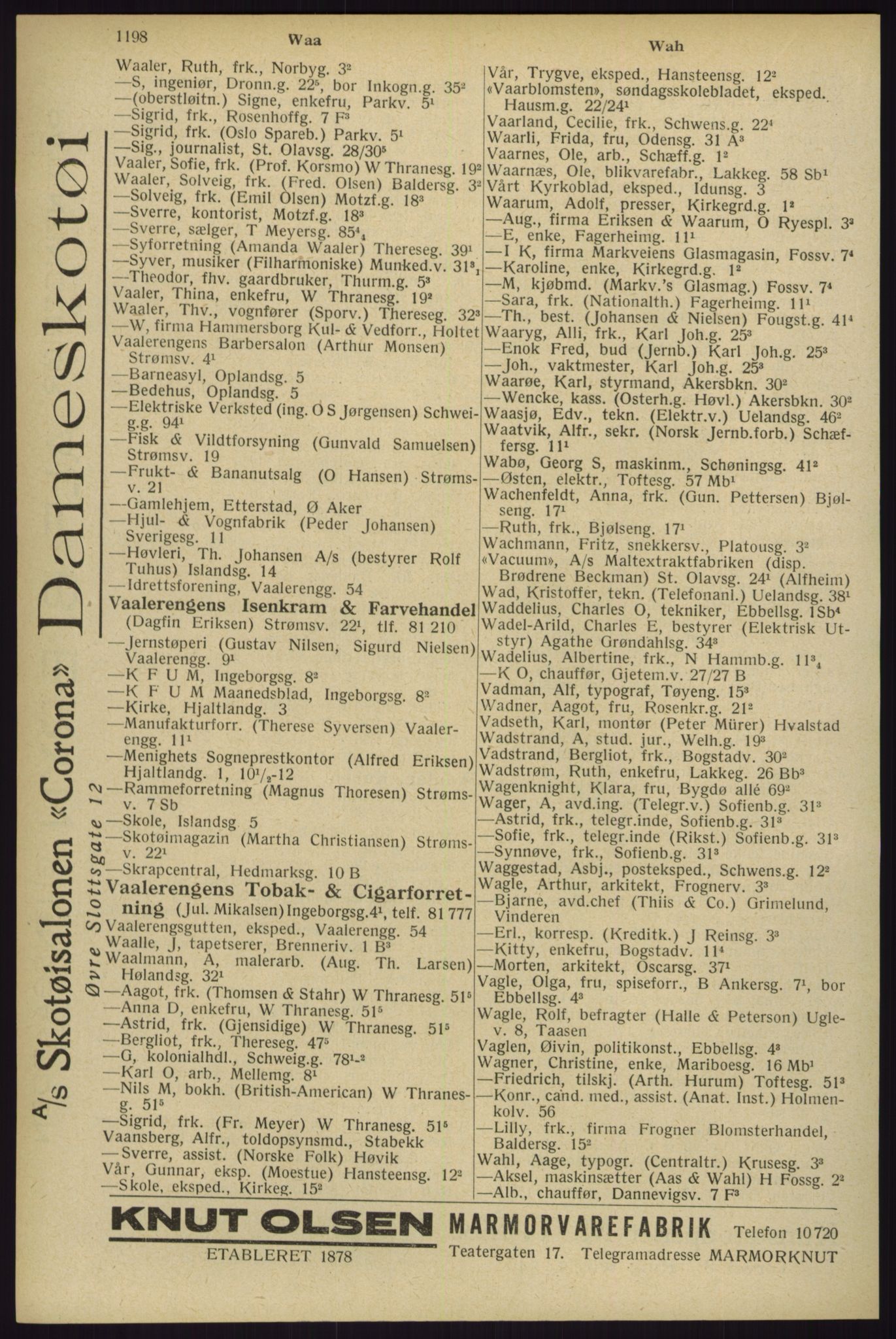 Kristiania/Oslo adressebok, PUBL/-, 1929, s. 1198