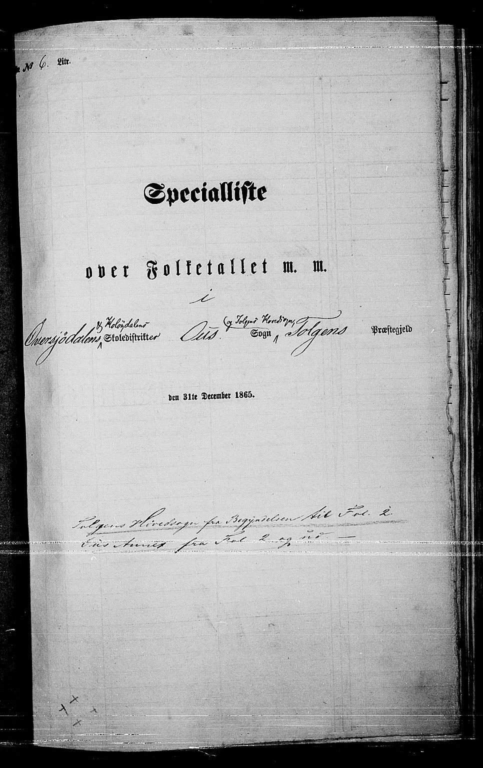 RA, Folketelling 1865 for 0436P Tolga prestegjeld, 1865, s. 77