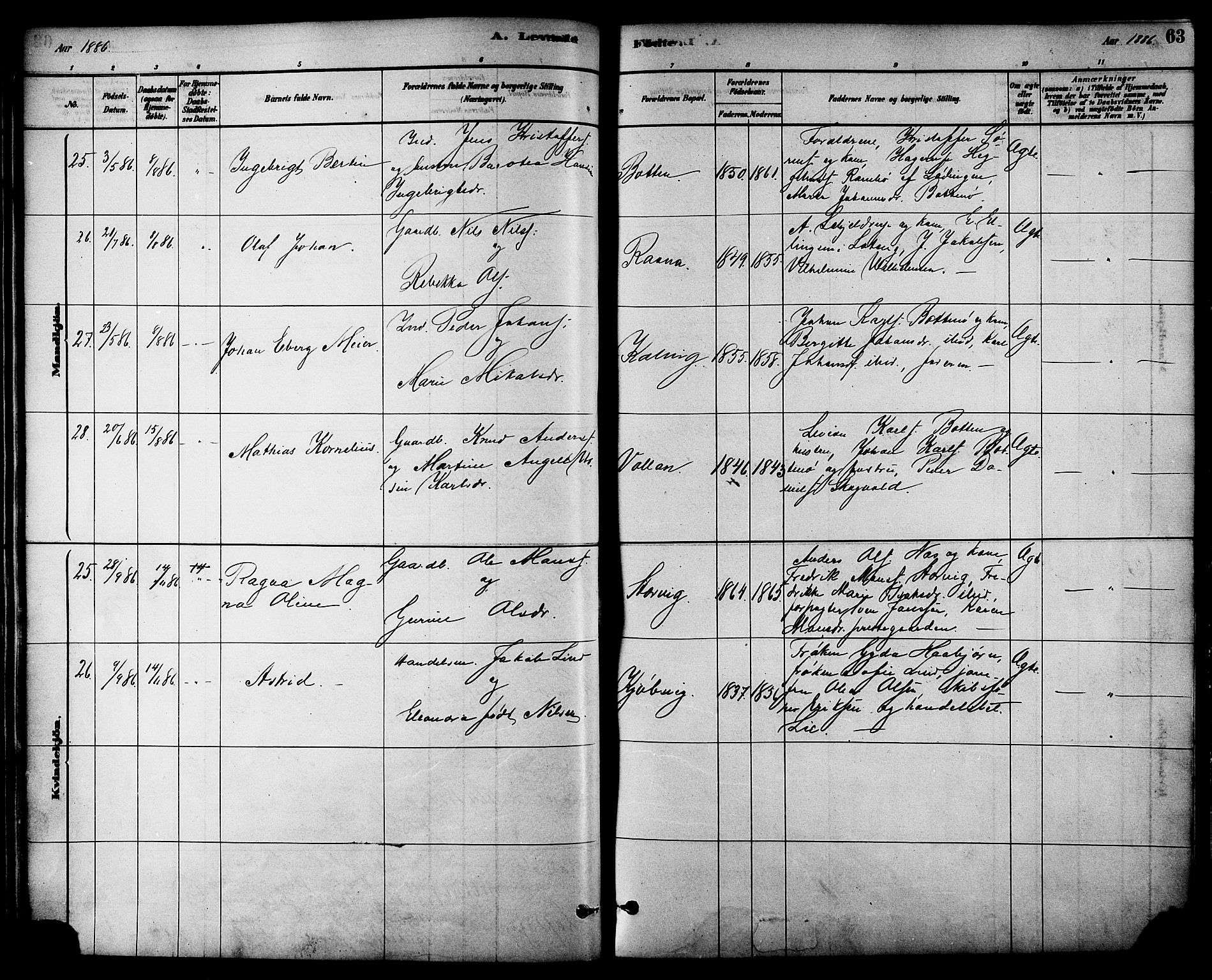 Ministerialprotokoller, klokkerbøker og fødselsregistre - Nordland, AV/SAT-A-1459/861/L0868: Ministerialbok nr. 861A03, 1879-1889, s. 63
