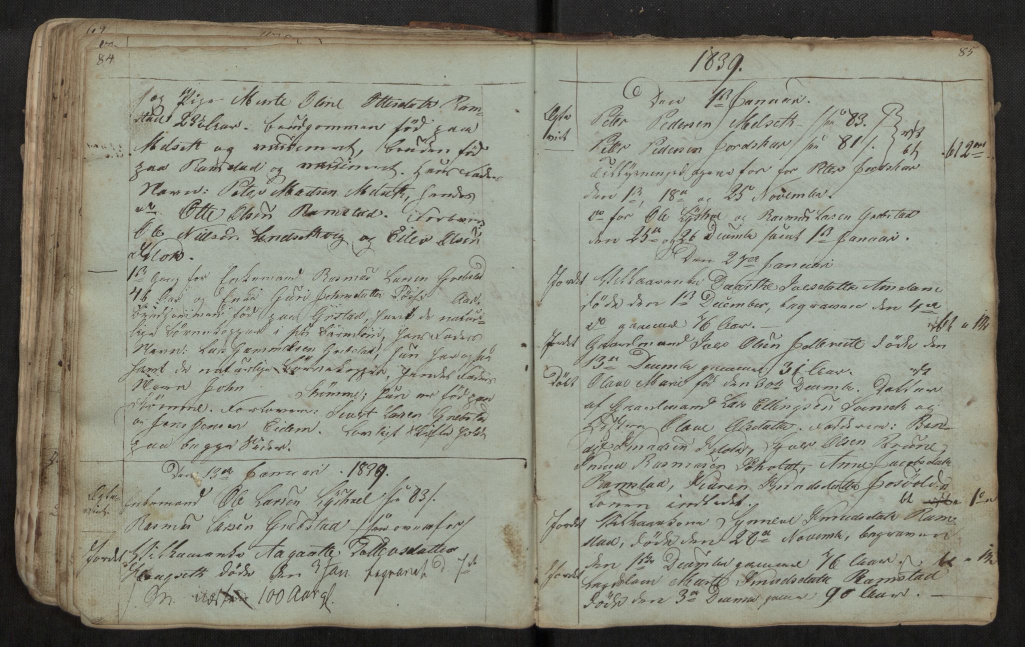 Ministerialprotokoller, klokkerbøker og fødselsregistre - Møre og Romsdal, AV/SAT-A-1454/522/L0331: Klokkerbok nr. 522C10, 1831-1841, s. 184-185