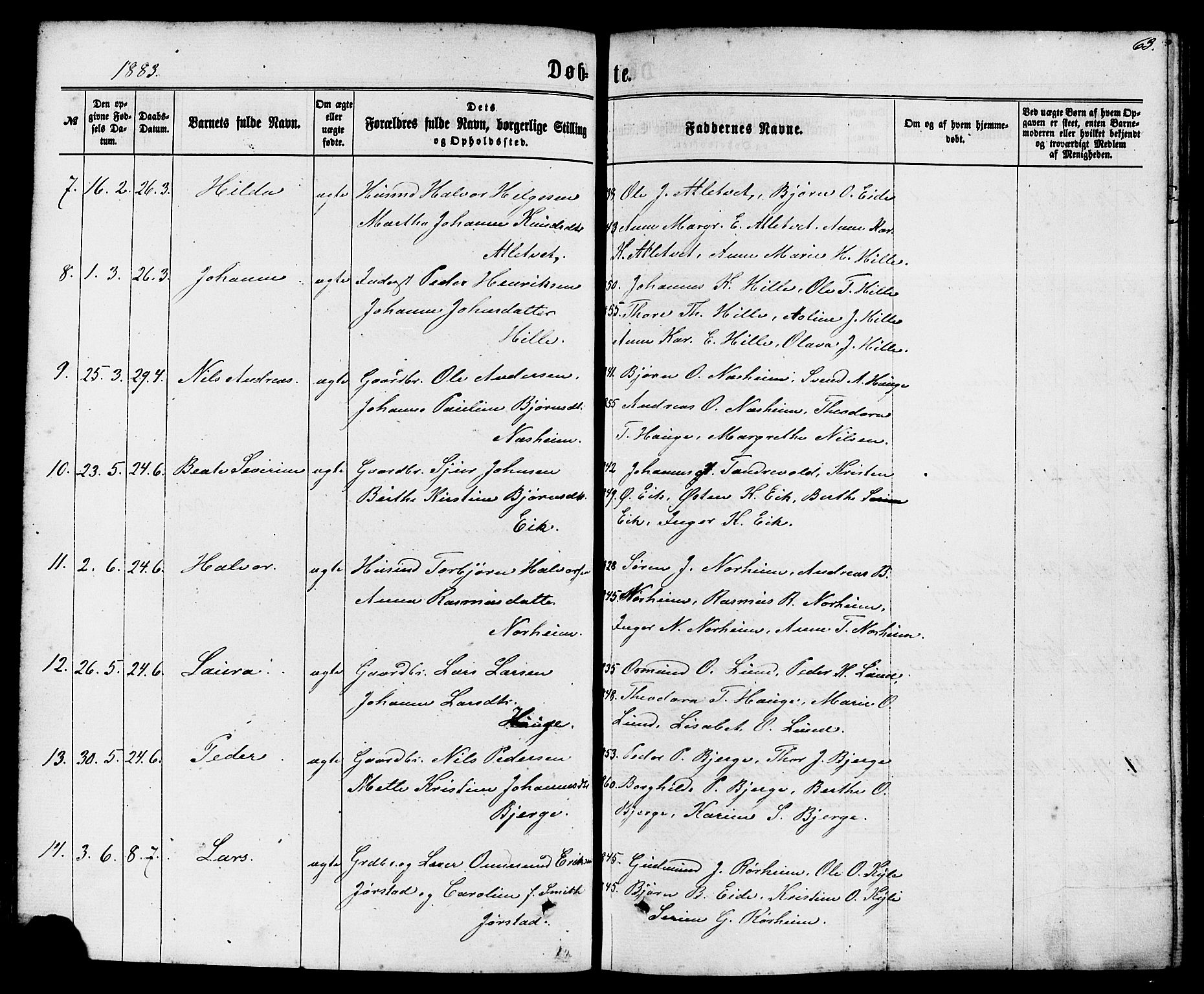 Nedstrand sokneprestkontor, AV/SAST-A-101841/01/IV: Ministerialbok nr. A 10, 1861-1887, s. 63