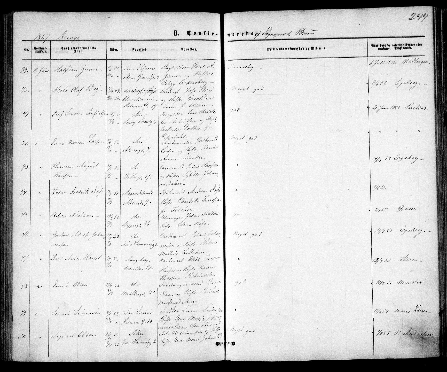 Trefoldighet prestekontor Kirkebøker, AV/SAO-A-10882/F/Fb/L0001: Ministerialbok nr. II 1, 1858-1871, s. 244