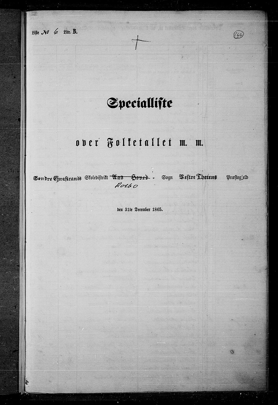 RA, Folketelling 1865 for 0529P Vestre Toten prestegjeld, 1865, s. 149