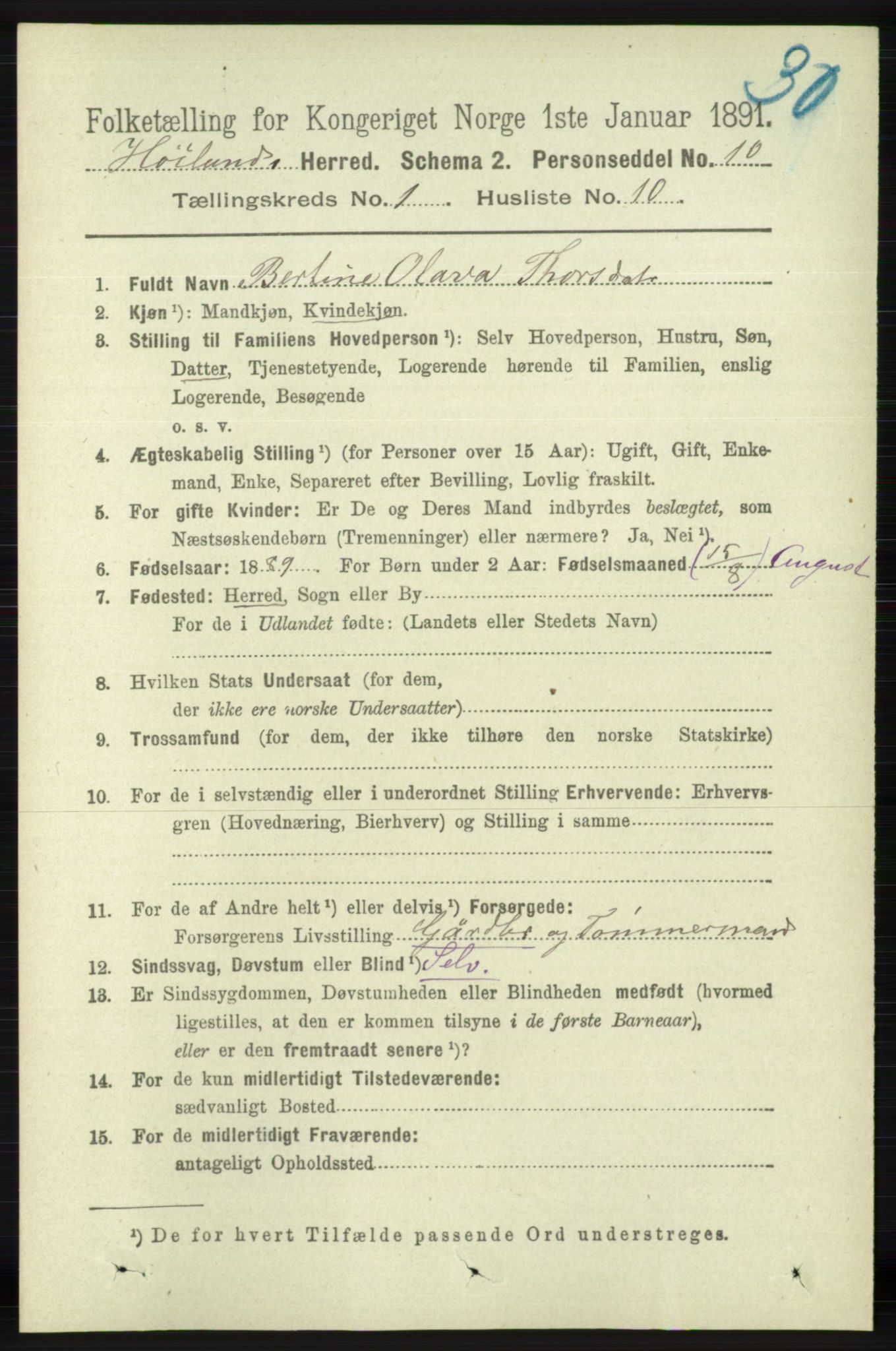 RA, Folketelling 1891 for 1123 Høyland herred, 1891, s. 128