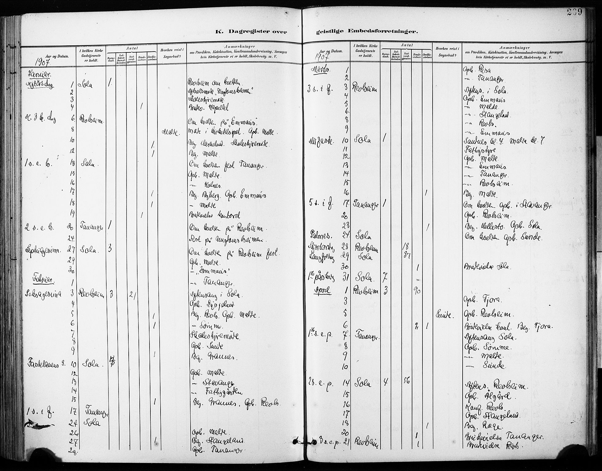 Håland sokneprestkontor, AV/SAST-A-101802/001/30BA/L0013: Ministerialbok nr. A 12, 1901-1913, s. 209