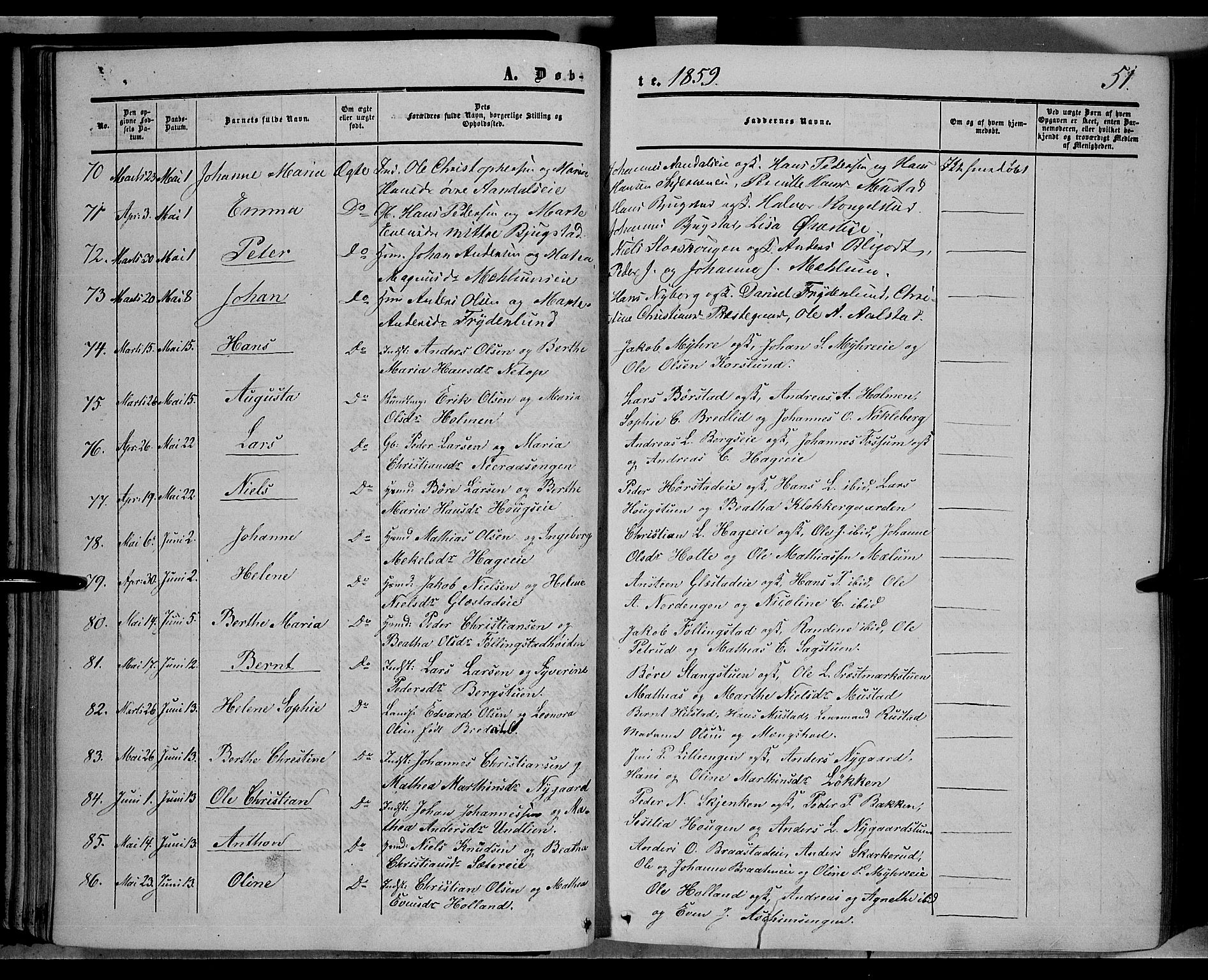 Vardal prestekontor, AV/SAH-PREST-100/H/Ha/Haa/L0006: Ministerialbok nr. 6, 1854-1866, s. 51
