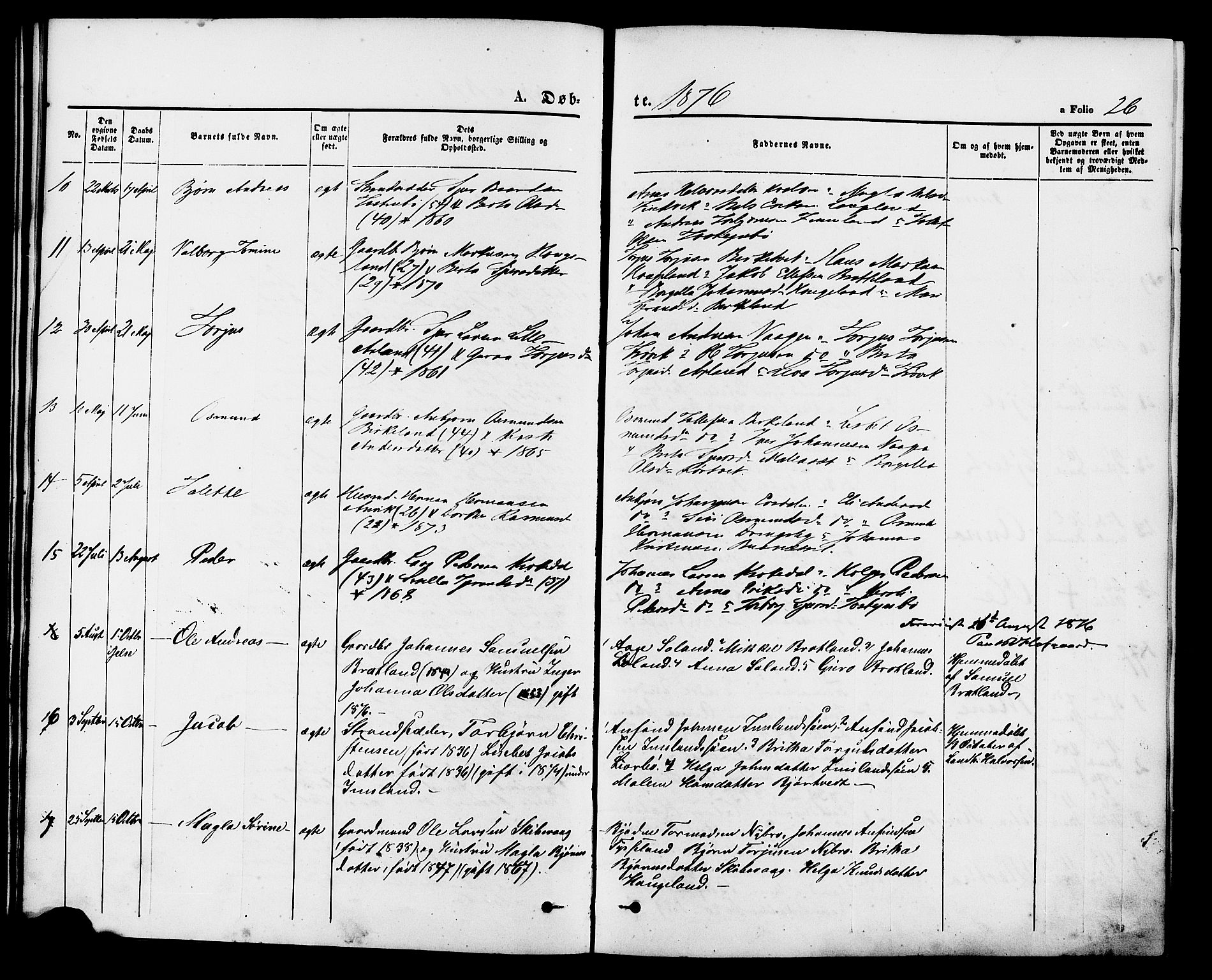 Vikedal sokneprestkontor, AV/SAST-A-101840/01/IV: Ministerialbok nr. A 9, 1868-1885, s. 26