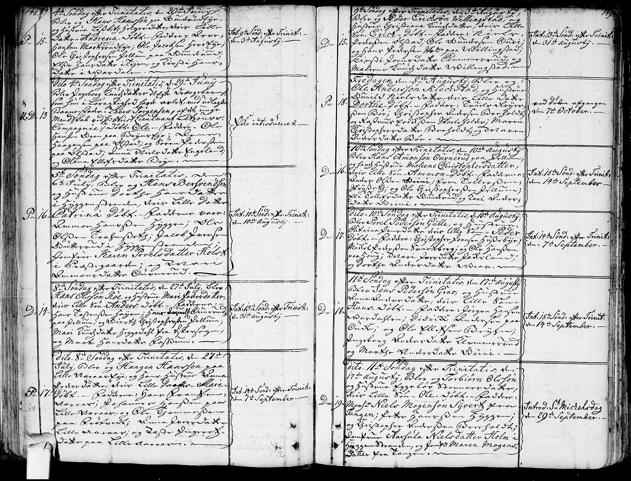 Røyken kirkebøker, AV/SAKO-A-241/G/Ga/L0001: Klokkerbok nr. 1, 1740-1768, s. 148-149