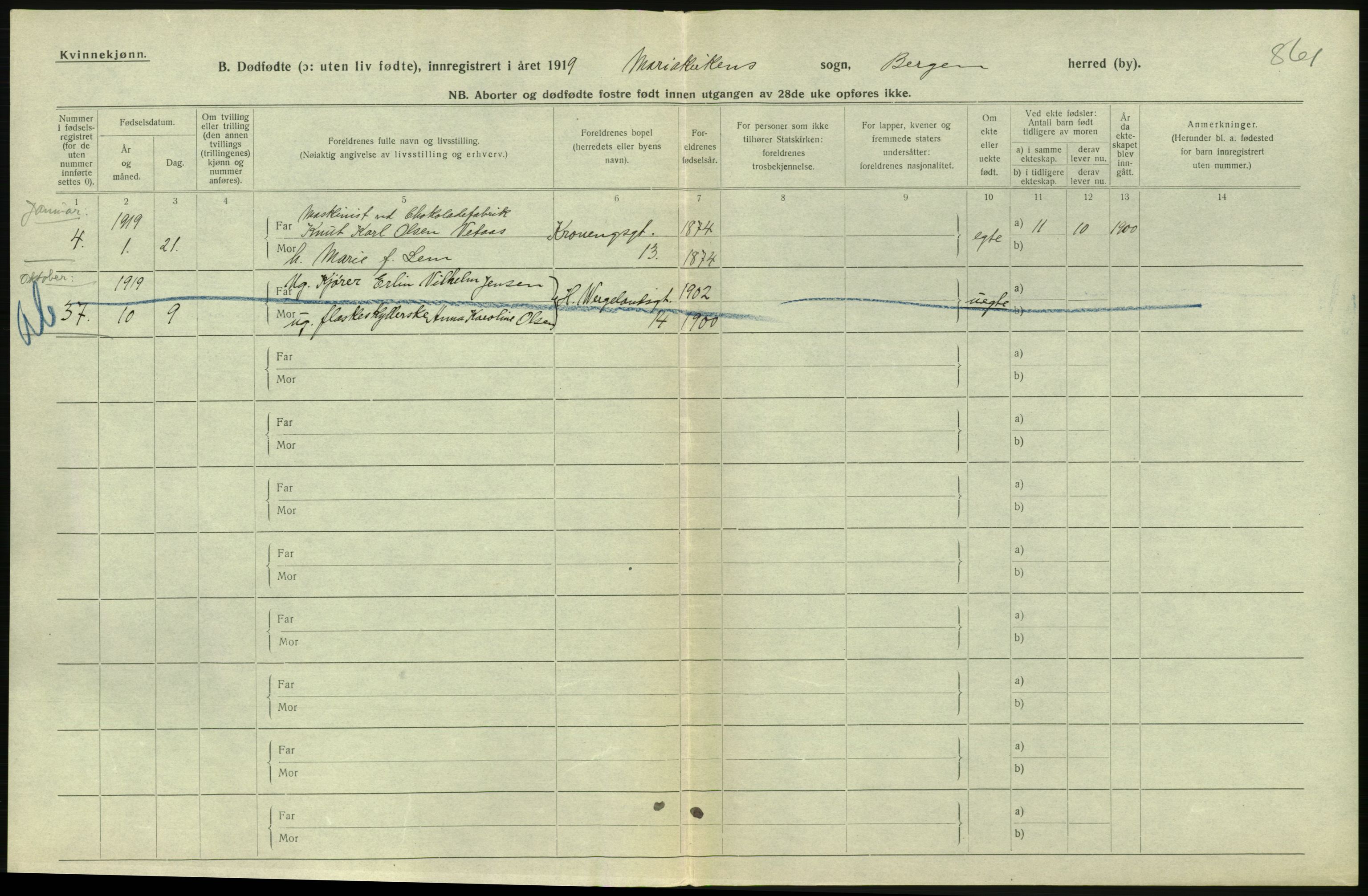 Statistisk sentralbyrå, Sosiodemografiske emner, Befolkning, AV/RA-S-2228/D/Df/Dfb/Dfbi/L0035: Bergen: Gifte, døde, dødfødte., 1919, s. 740