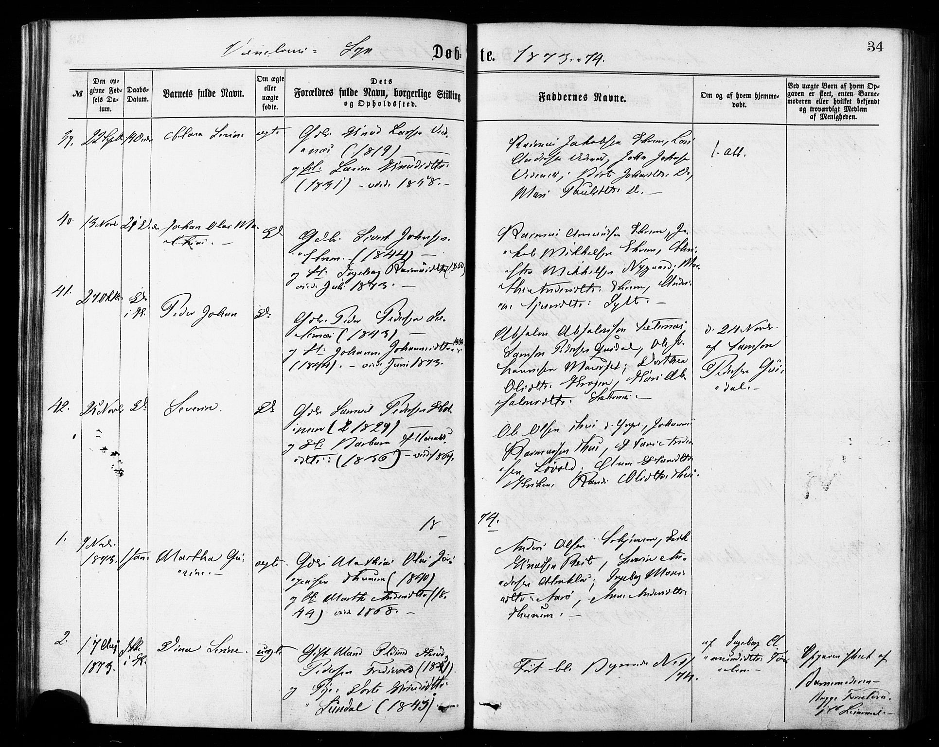 Ministerialprotokoller, klokkerbøker og fødselsregistre - Møre og Romsdal, AV/SAT-A-1454/501/L0007: Ministerialbok nr. 501A07, 1868-1884, s. 34