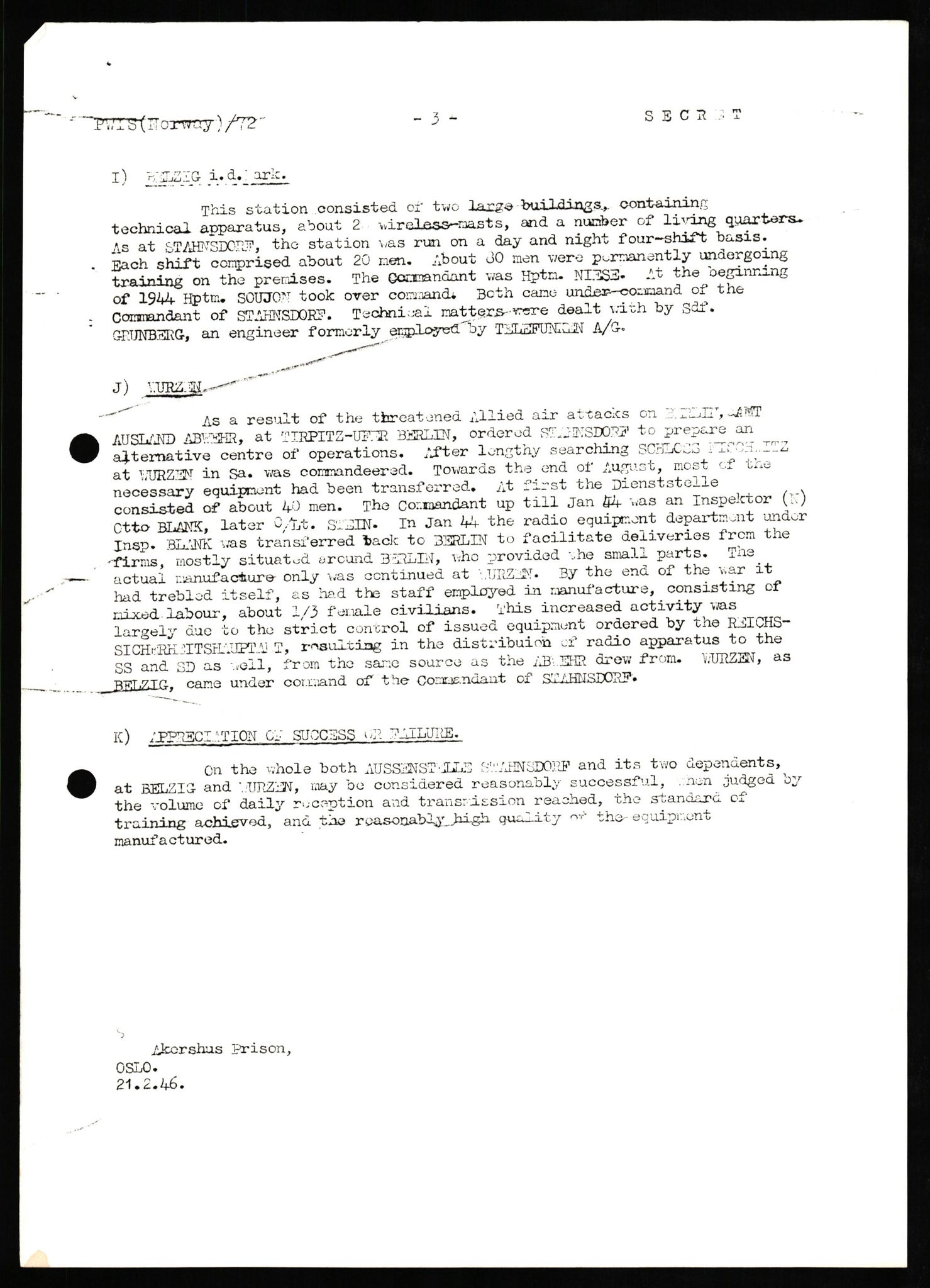 Forsvaret, Forsvarets overkommando II, AV/RA-RAFA-3915/D/Db/L0024: CI Questionaires. Tyske okkupasjonsstyrker i Norge. Tyskere., 1945-1946, s. 378