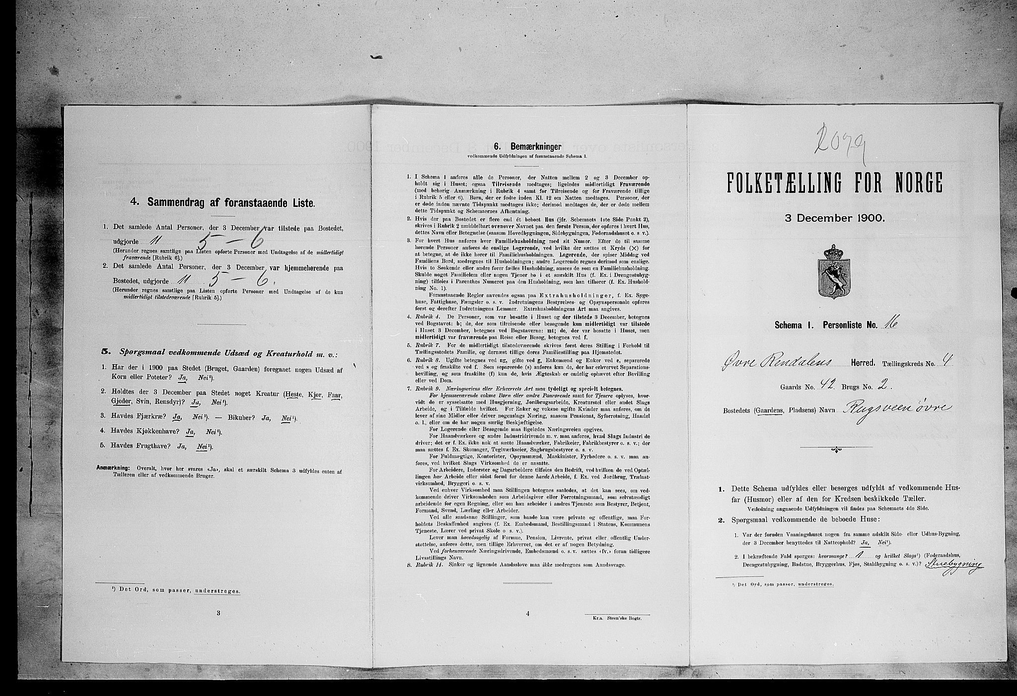 SAH, Folketelling 1900 for 0433 Øvre Rendal herred, 1900, s. 398