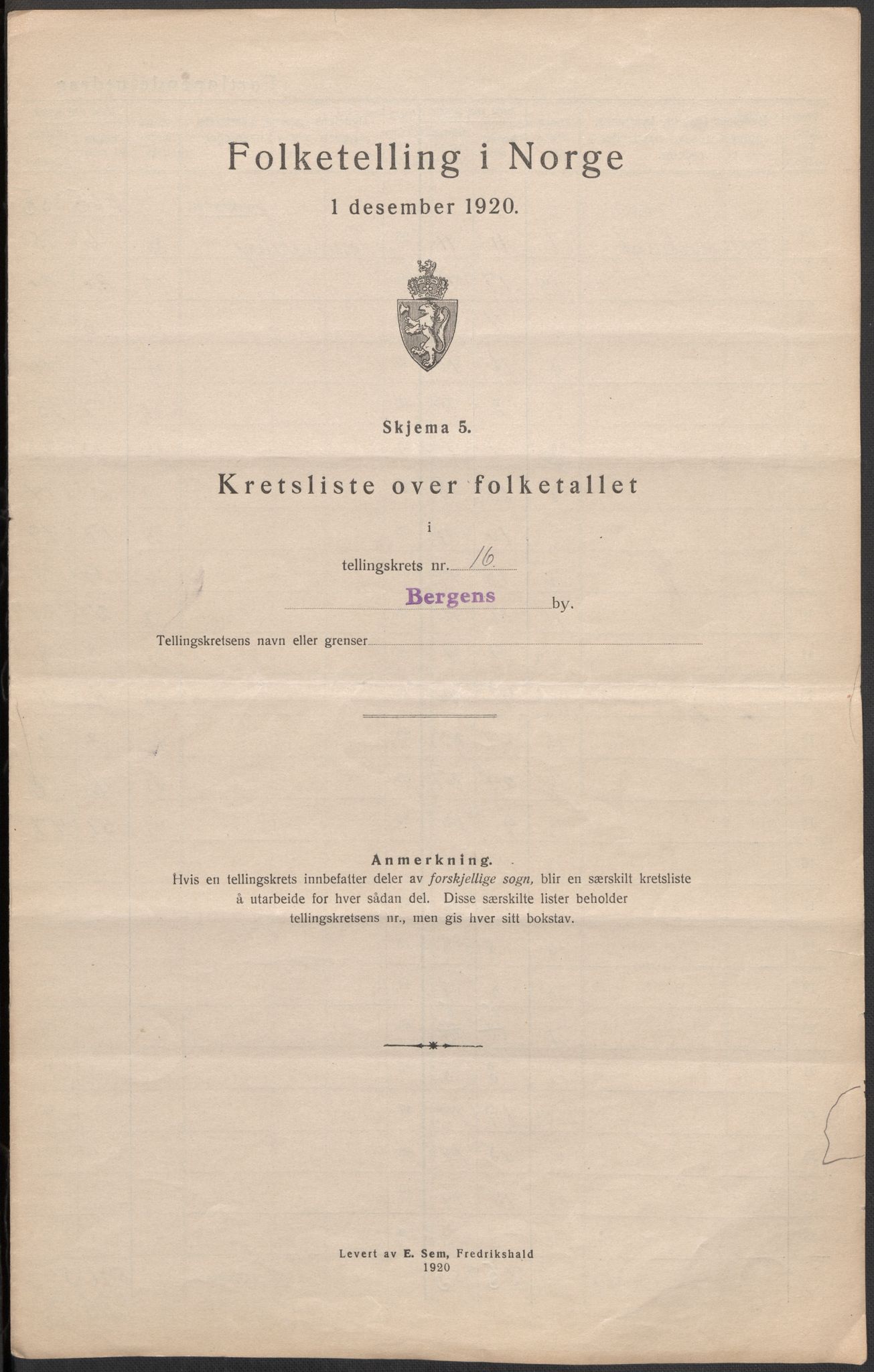 SAB, Folketelling 1920 for 1301 Bergen kjøpstad, 1920, s. 58