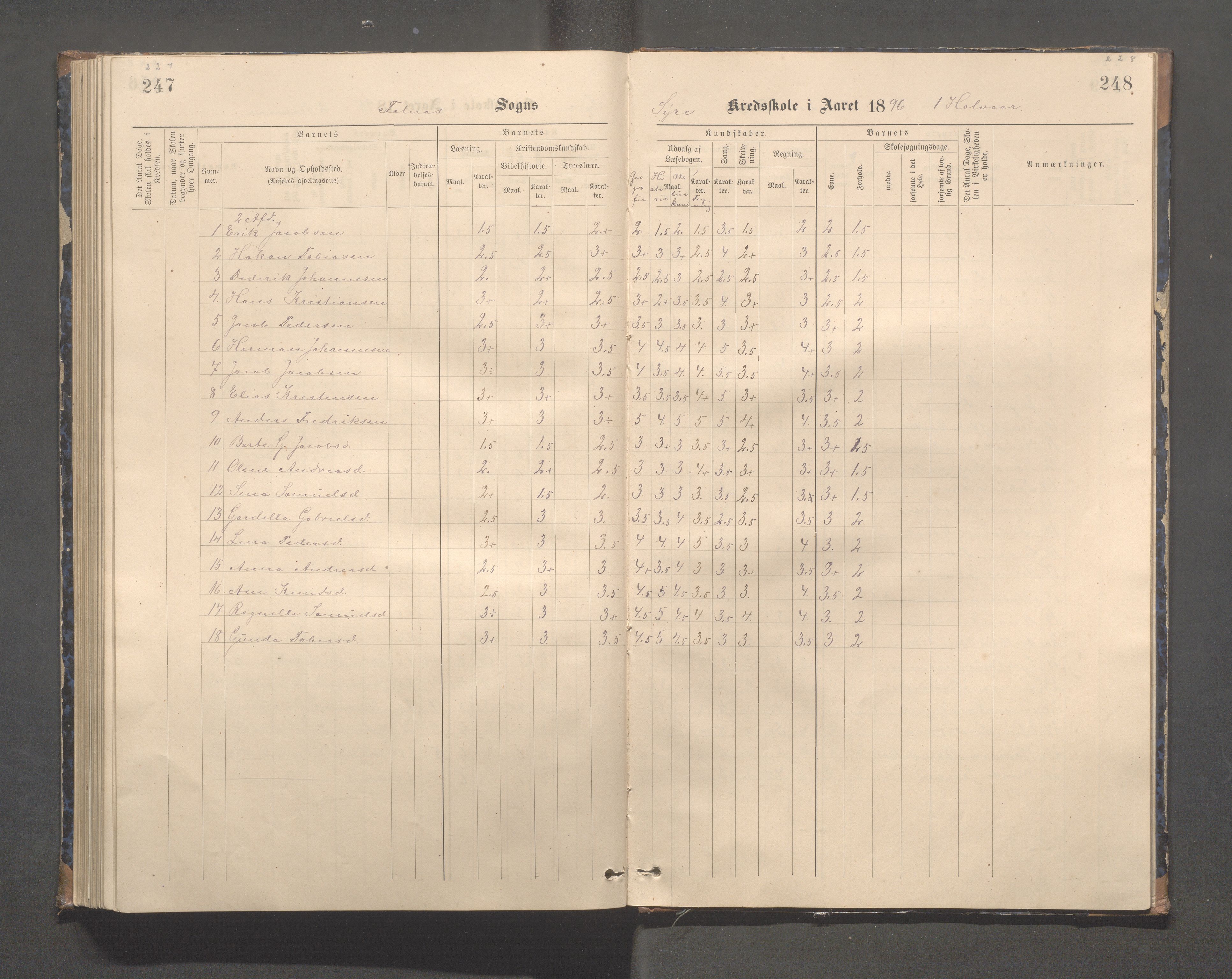 Skudenes kommune - Syre - Høynes skole, IKAR/A-307/H/L0005: Skoleprotokoll - Syre - Høynes, 1886-1898, s. 227-228