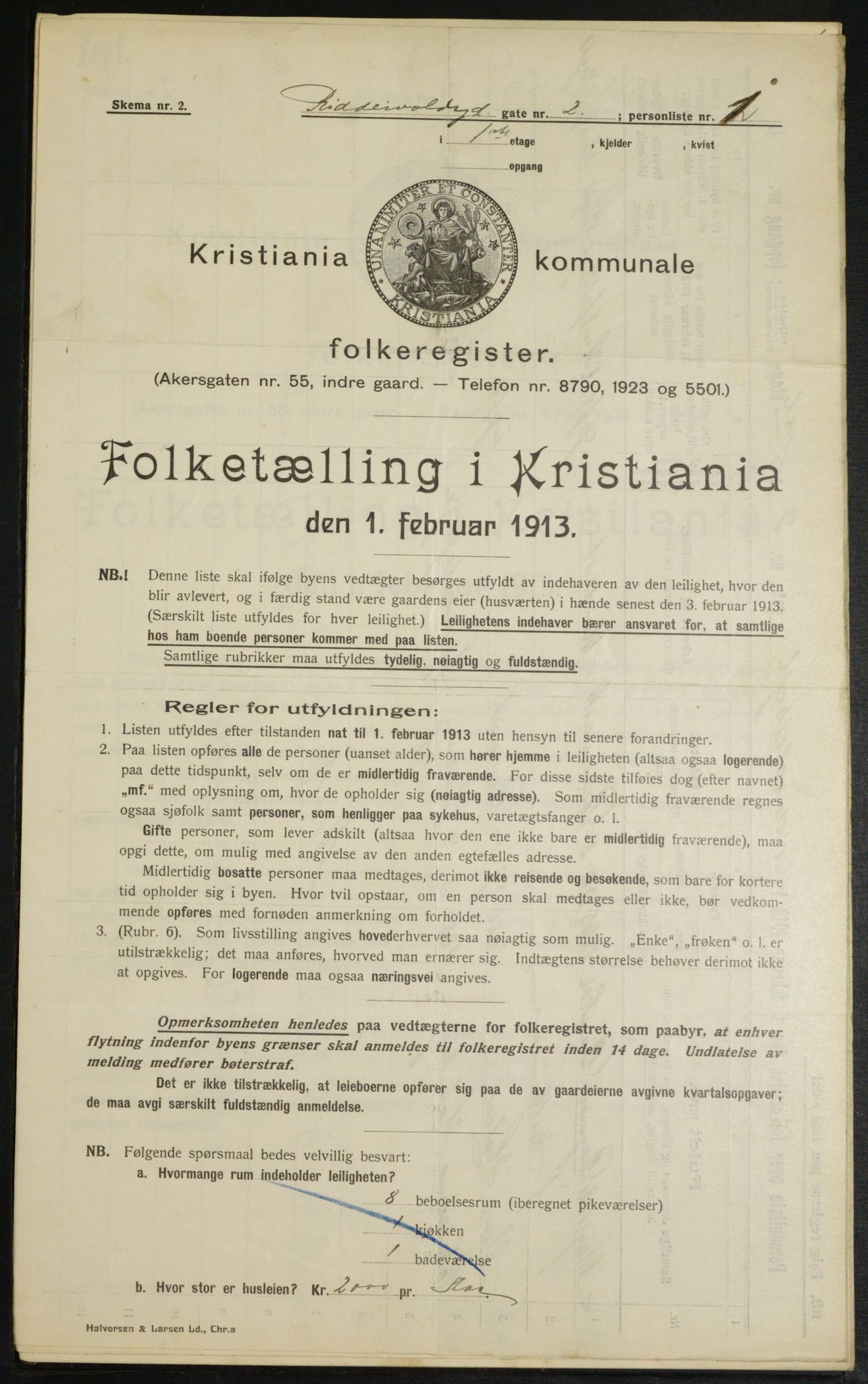 OBA, Kommunal folketelling 1.2.1913 for Kristiania, 1913, s. 83044