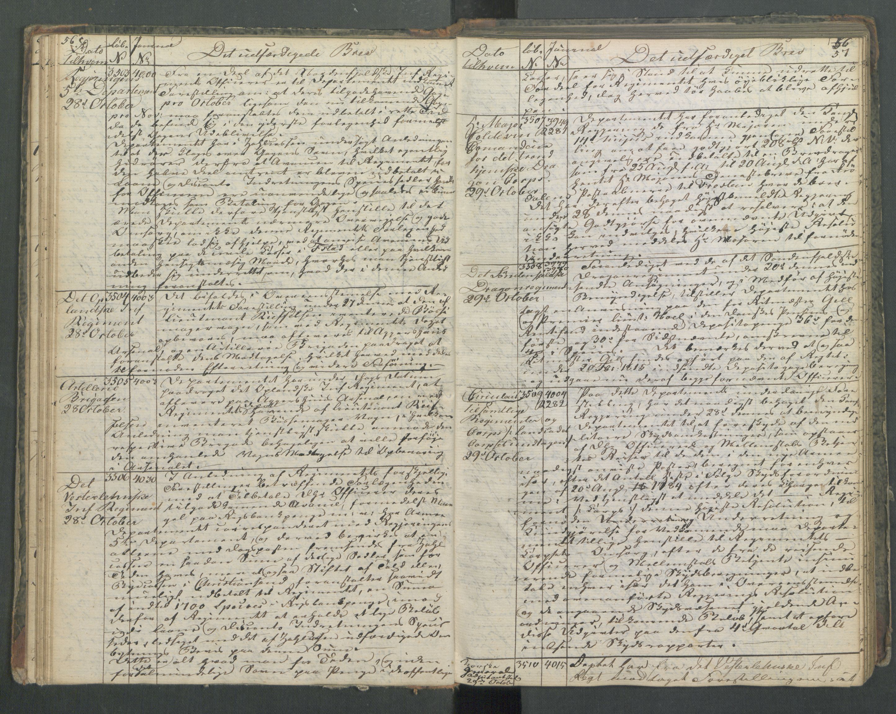 Armédepartementet, AV/RA-RAFA-3493/B/Ba/L0010: 6. Departements Kopibog, 1817, s. 56-57