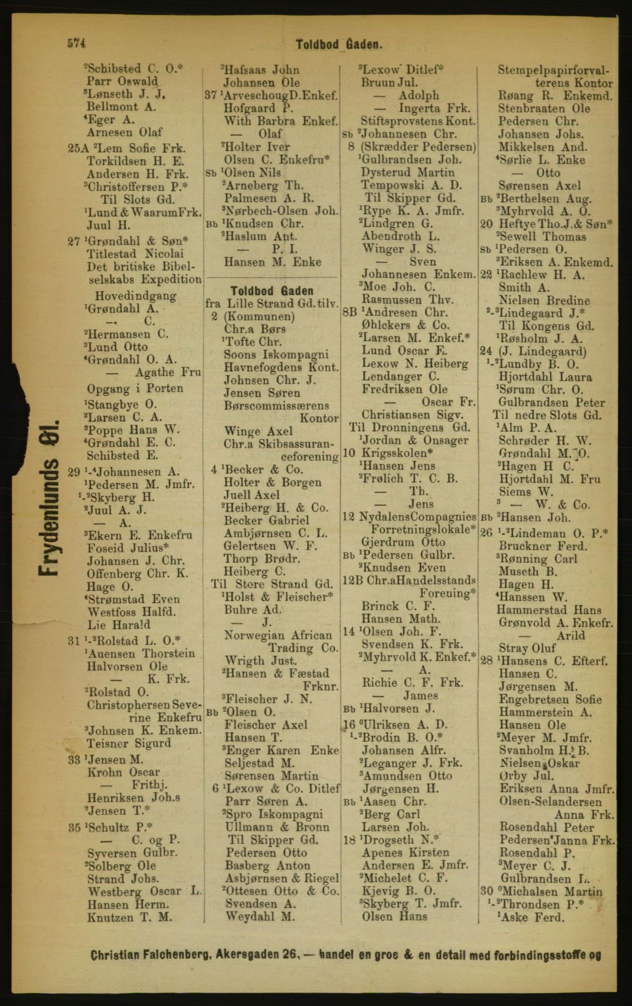 Kristiania/Oslo adressebok, PUBL/-, 1889, s. 574