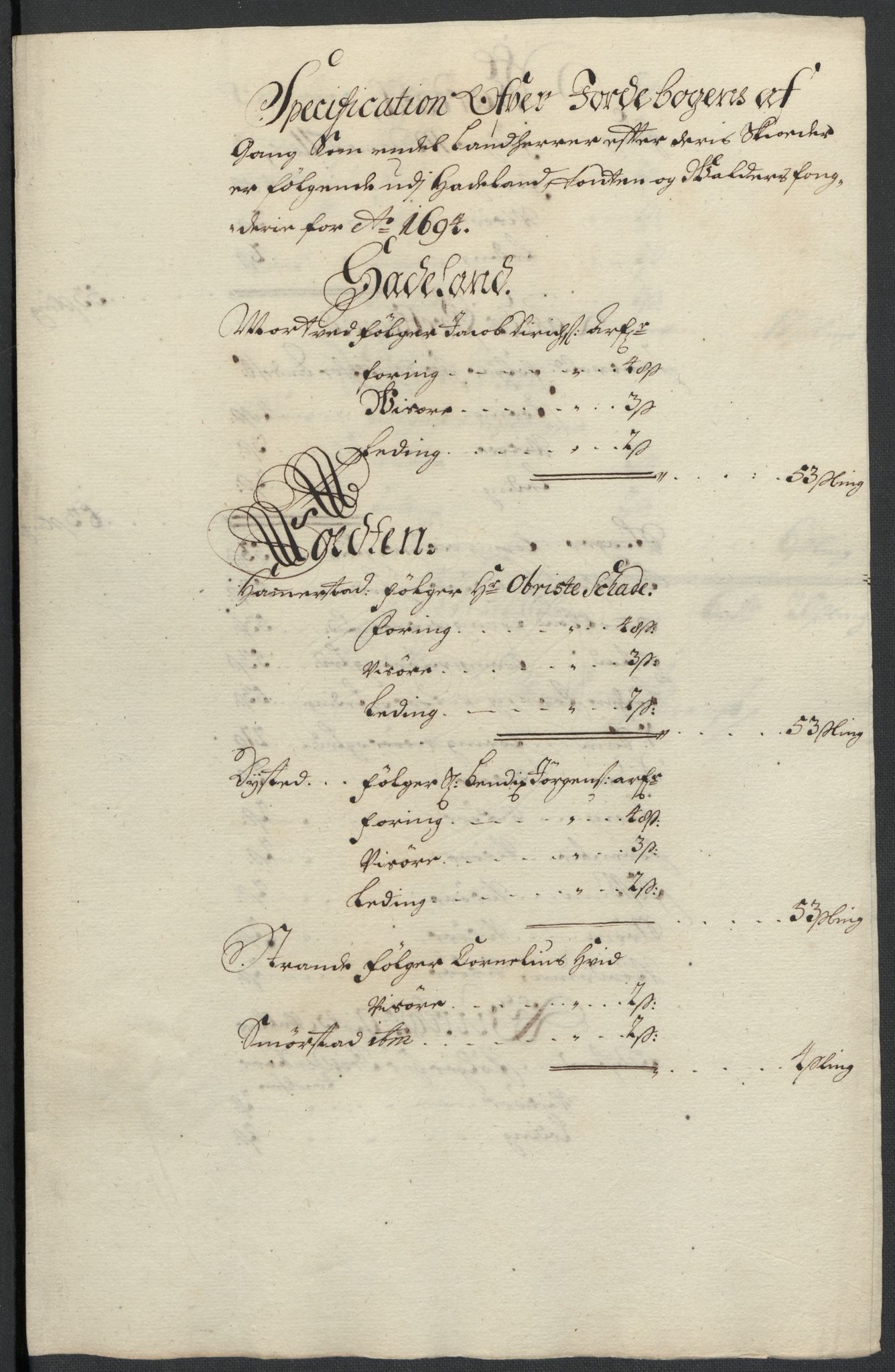 Rentekammeret inntil 1814, Reviderte regnskaper, Fogderegnskap, RA/EA-4092/R18/L1296: Fogderegnskap Hadeland, Toten og Valdres, 1698, s. 209