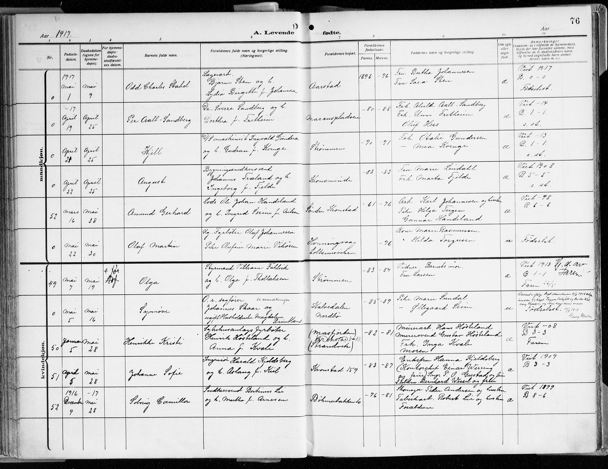 Årstad Sokneprestembete, AV/SAB-A-79301/H/Haa/L0003: Ministerialbok nr. A 3, 1914-1919, s. 76