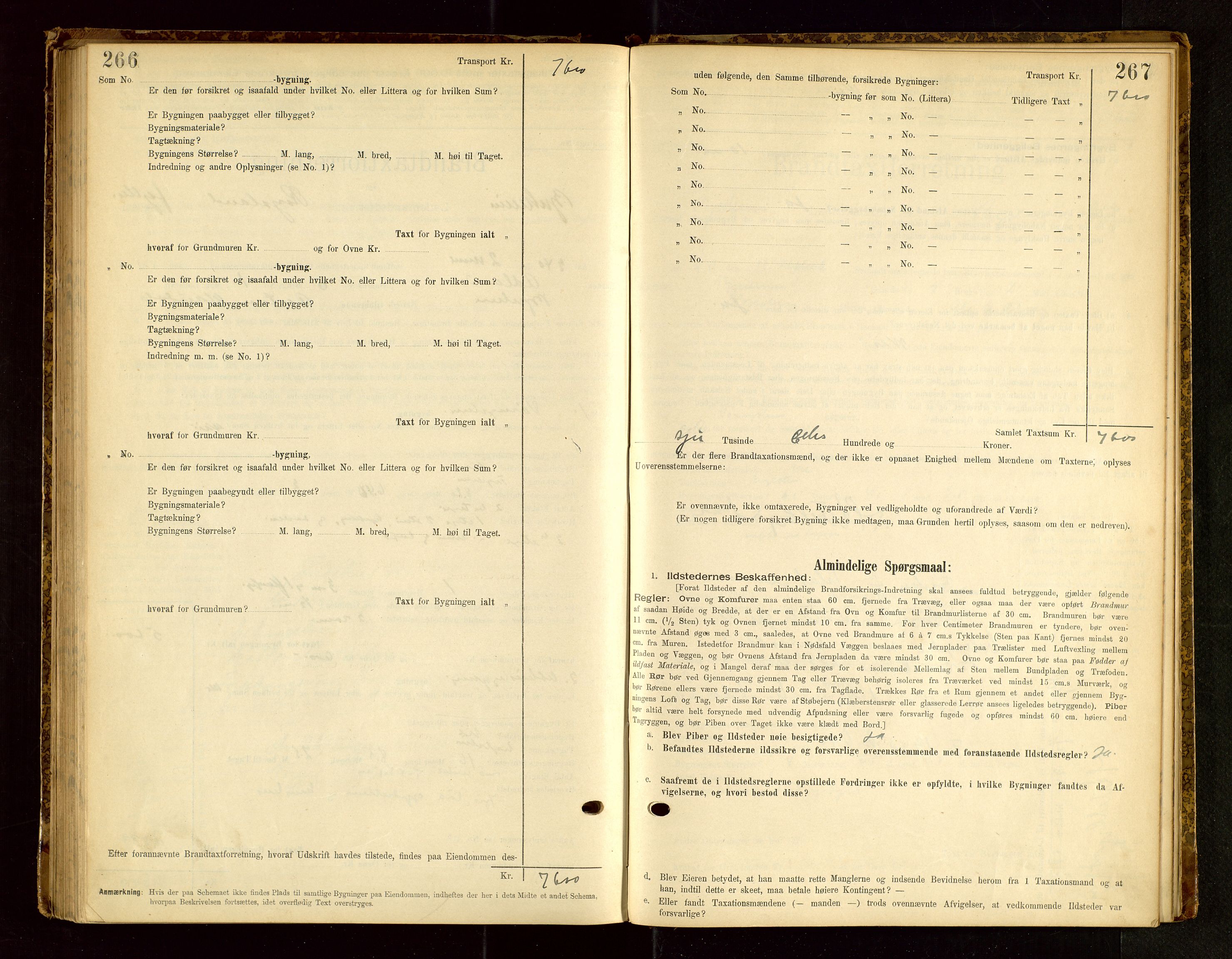 Bjerkreim lensmannskontor, SAST/A-100090/Gob/L0001: "Brandtaxationsprotokol", 1895-1950, s. 266-267