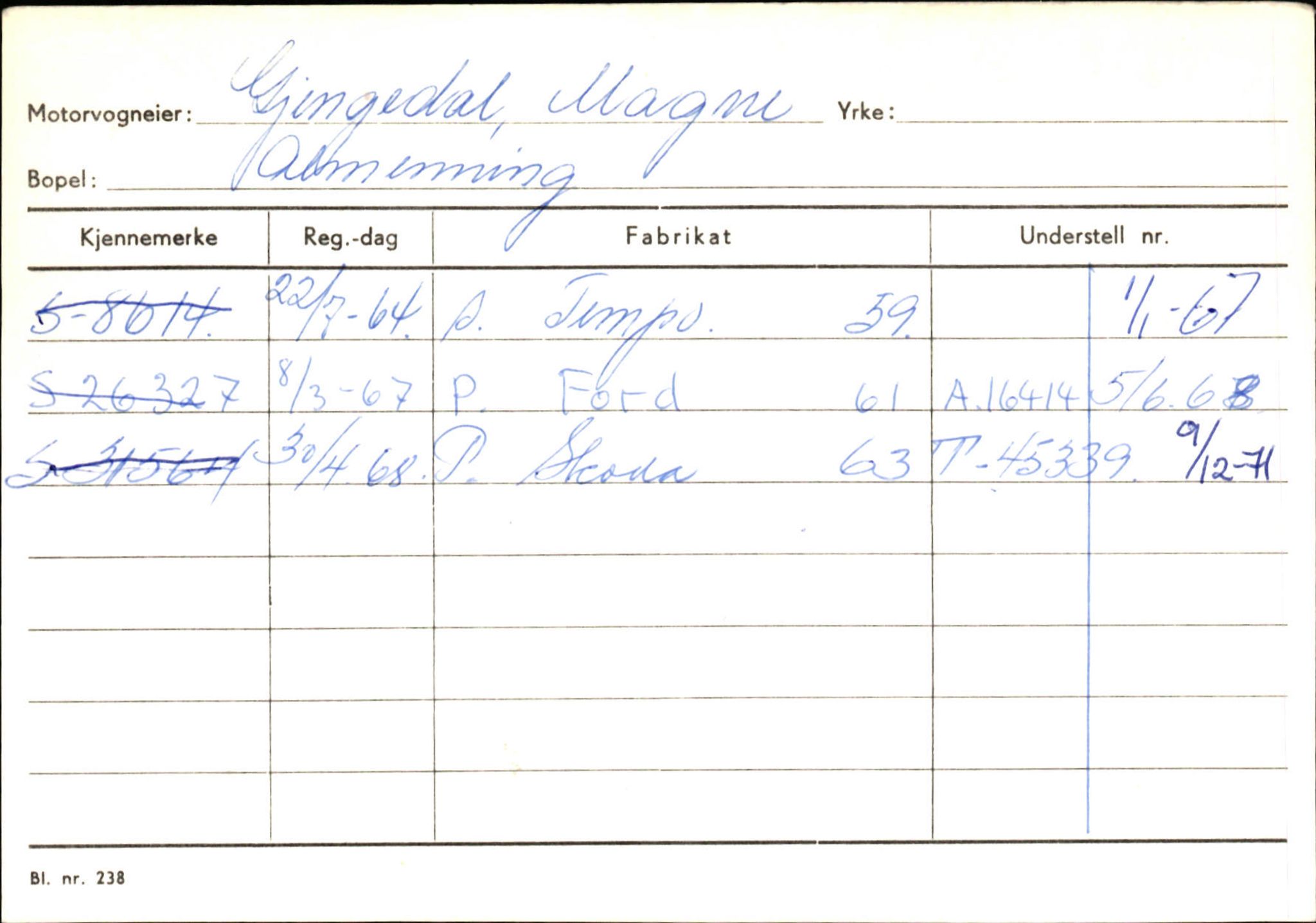 Statens vegvesen, Sogn og Fjordane vegkontor, AV/SAB-A-5301/4/F/L0144: Registerkort Vågsøy A-R, 1945-1975, s. 696