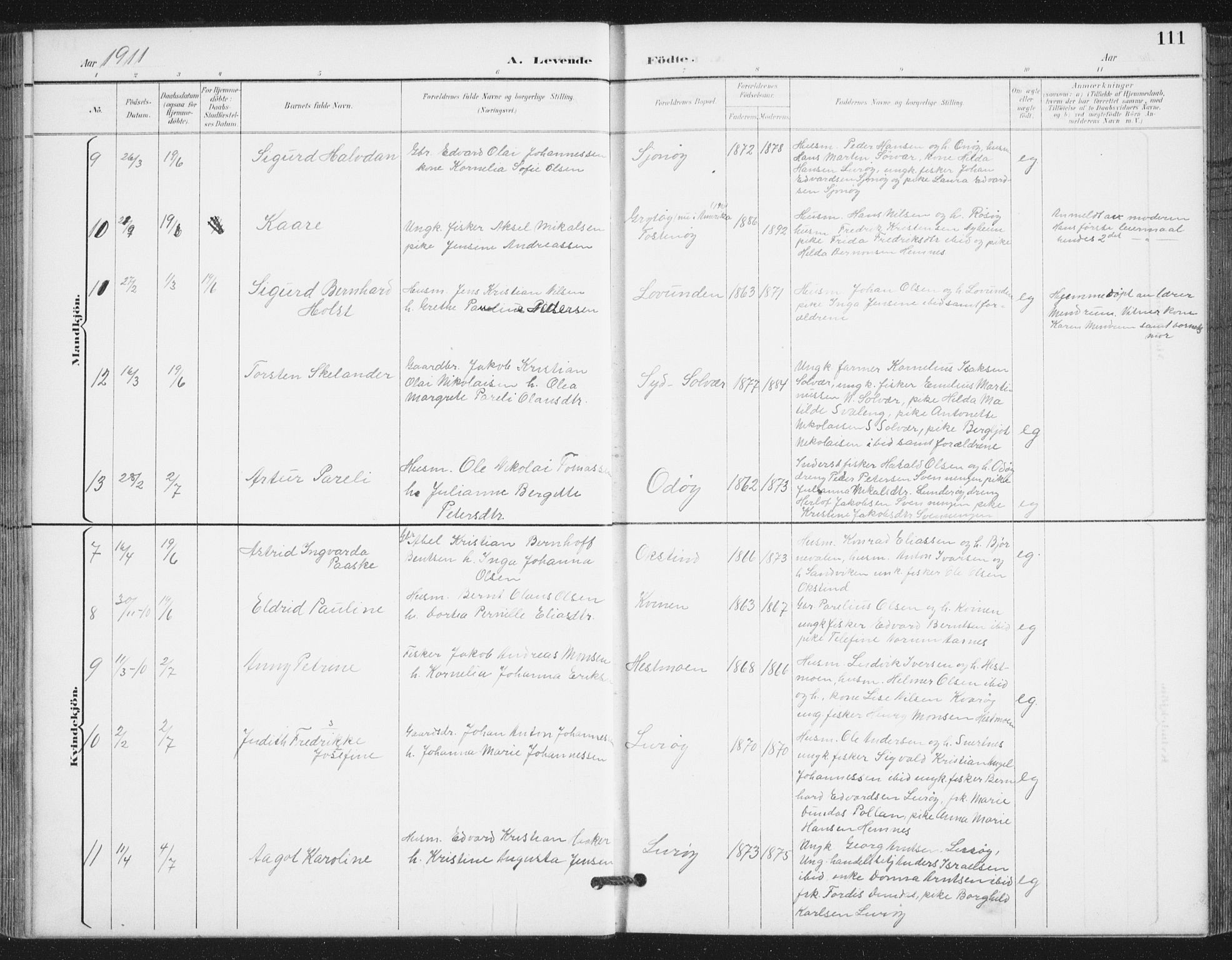 Ministerialprotokoller, klokkerbøker og fødselsregistre - Nordland, AV/SAT-A-1459/839/L0573: Klokkerbok nr. 839C03, 1892-1917, s. 111