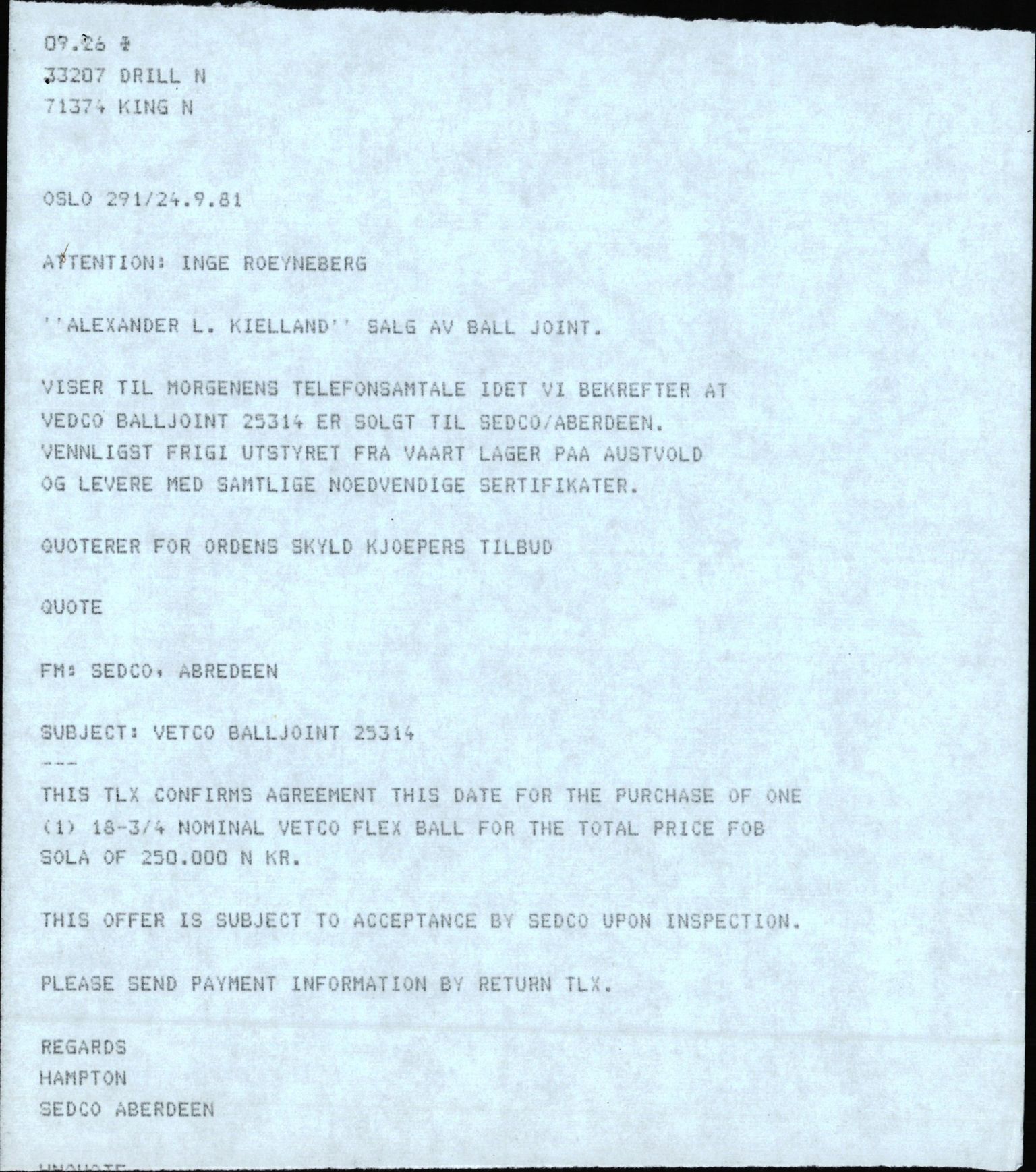 Pa 1503 - Stavanger Drilling AS, AV/SAST-A-101906/2/E/Eb/Eba/L0018: Alexander L. Kielland repair, 1976-1981