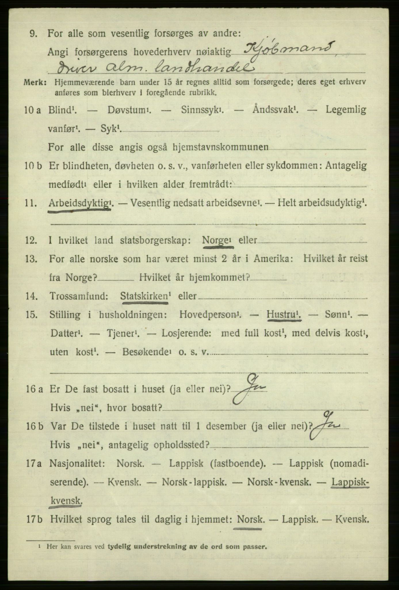 SATØ, Folketelling 1920 for 2014 Loppa herred, 1920, s. 2713