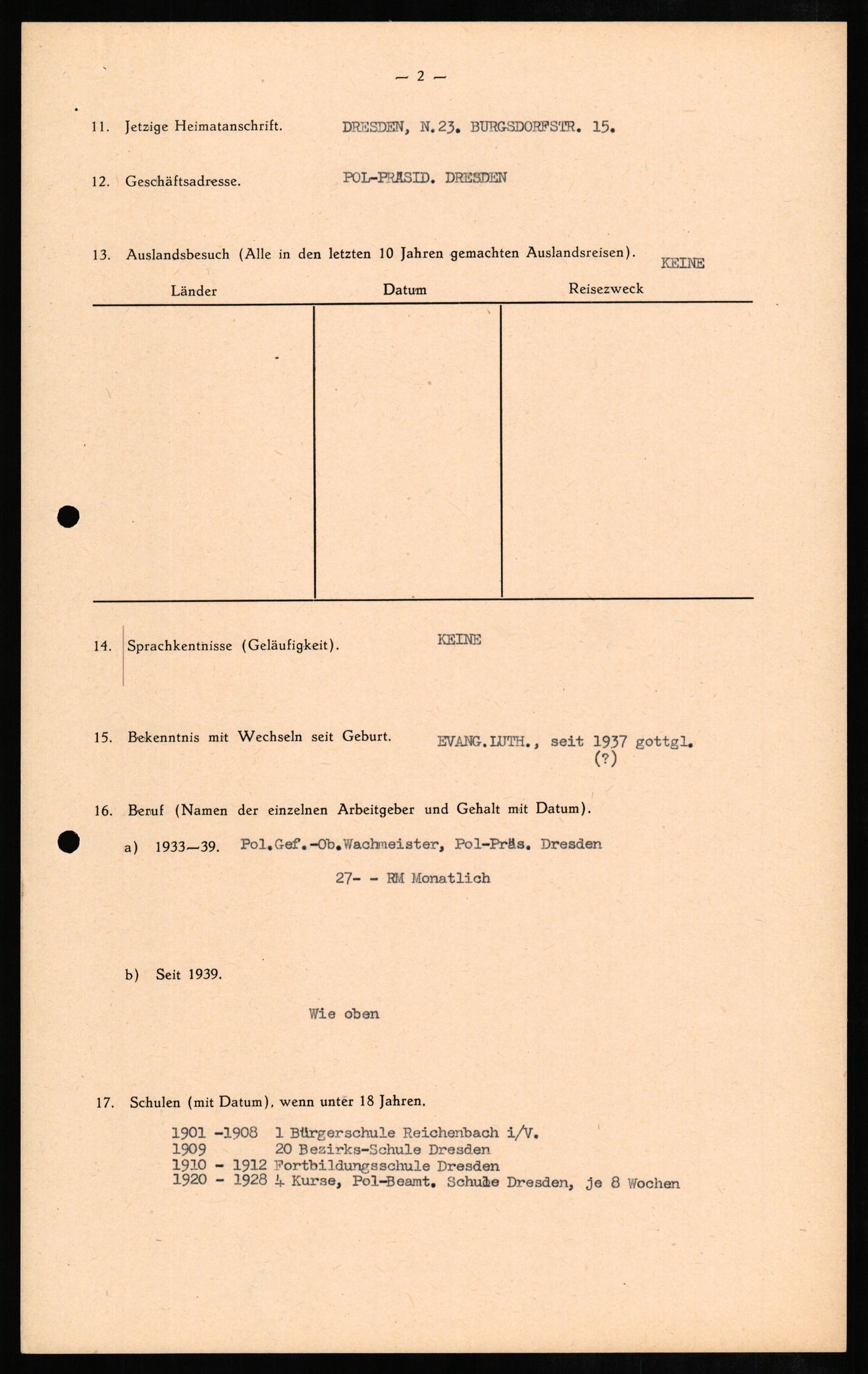 Forsvaret, Forsvarets overkommando II, RA/RAFA-3915/D/Db/L0011: CI Questionaires. Tyske okkupasjonsstyrker i Norge. Tyskere., 1945-1946, s. 72