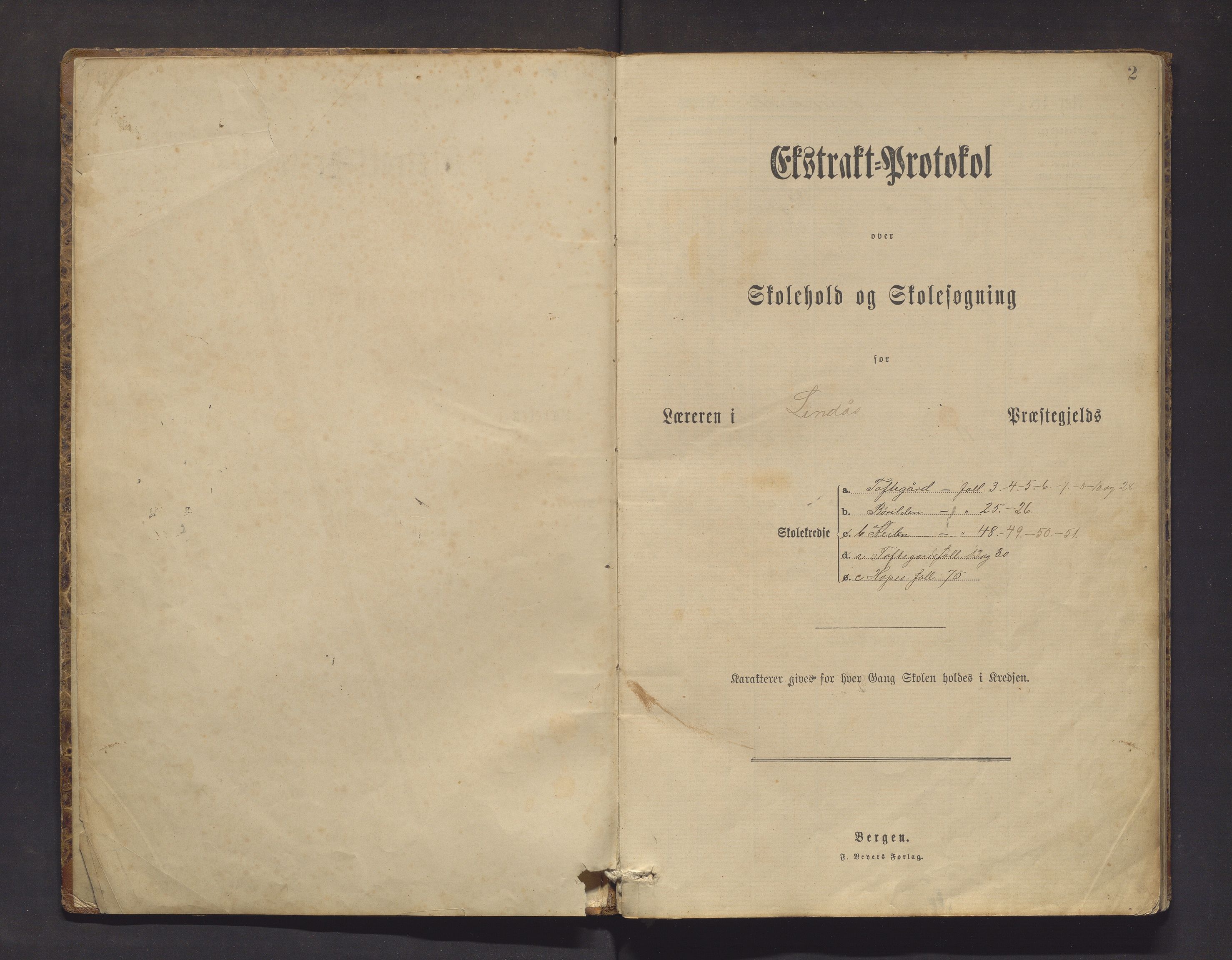Lindås kommune. Barneskulane, IKAH/1263-231/F/Fa/L0039: Skuleprotokoll for Toftegard, Keilen, Børliden, Hope og Fondenes krinsar, 1889-1913