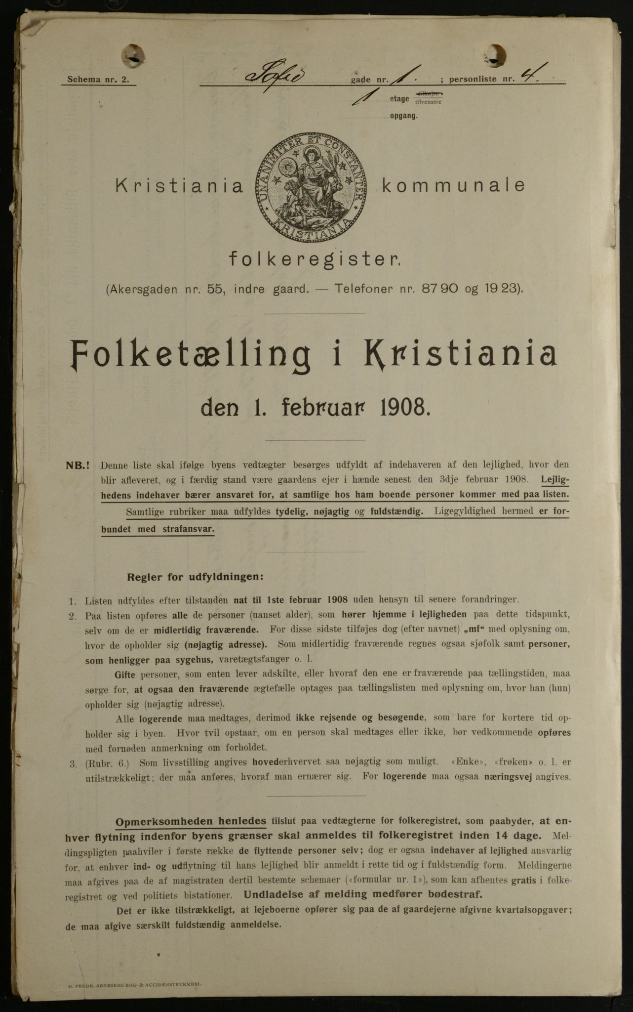 OBA, Kommunal folketelling 1.2.1908 for Kristiania kjøpstad, 1908, s. 88816
