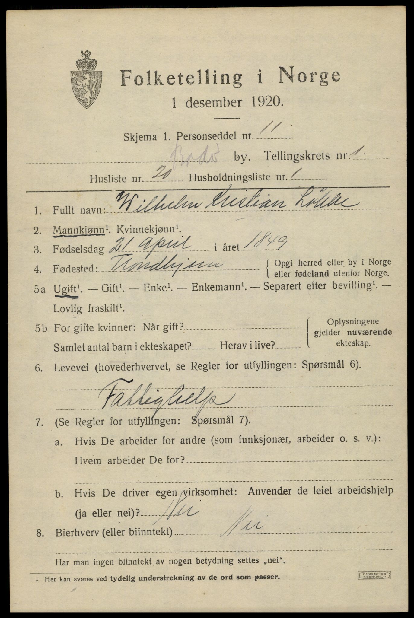 SAT, Folketelling 1920 for 1804 Bodø kjøpstad, 1920, s. 3665