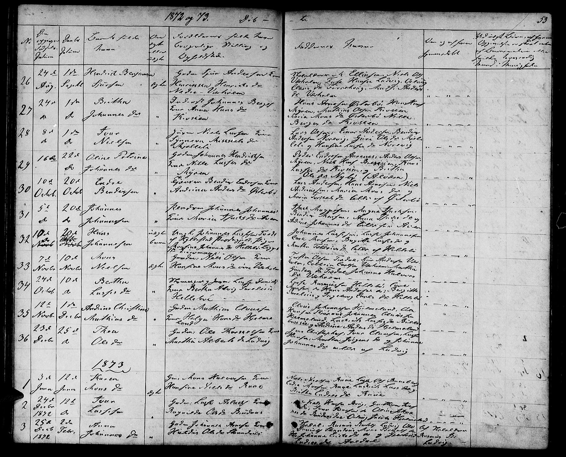 Lavik sokneprestembete, AV/SAB-A-80901: Klokkerbok nr. A 1, 1854-1881, s. 53