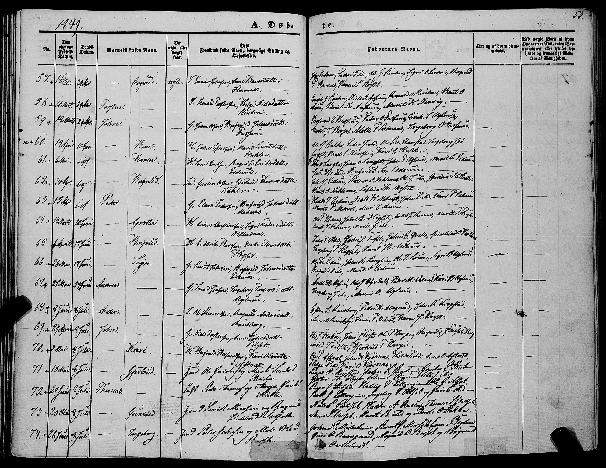 Ministerialprotokoller, klokkerbøker og fødselsregistre - Sør-Trøndelag, SAT/A-1456/695/L1145: Ministerialbok nr. 695A06 /1, 1843-1859, s. 53