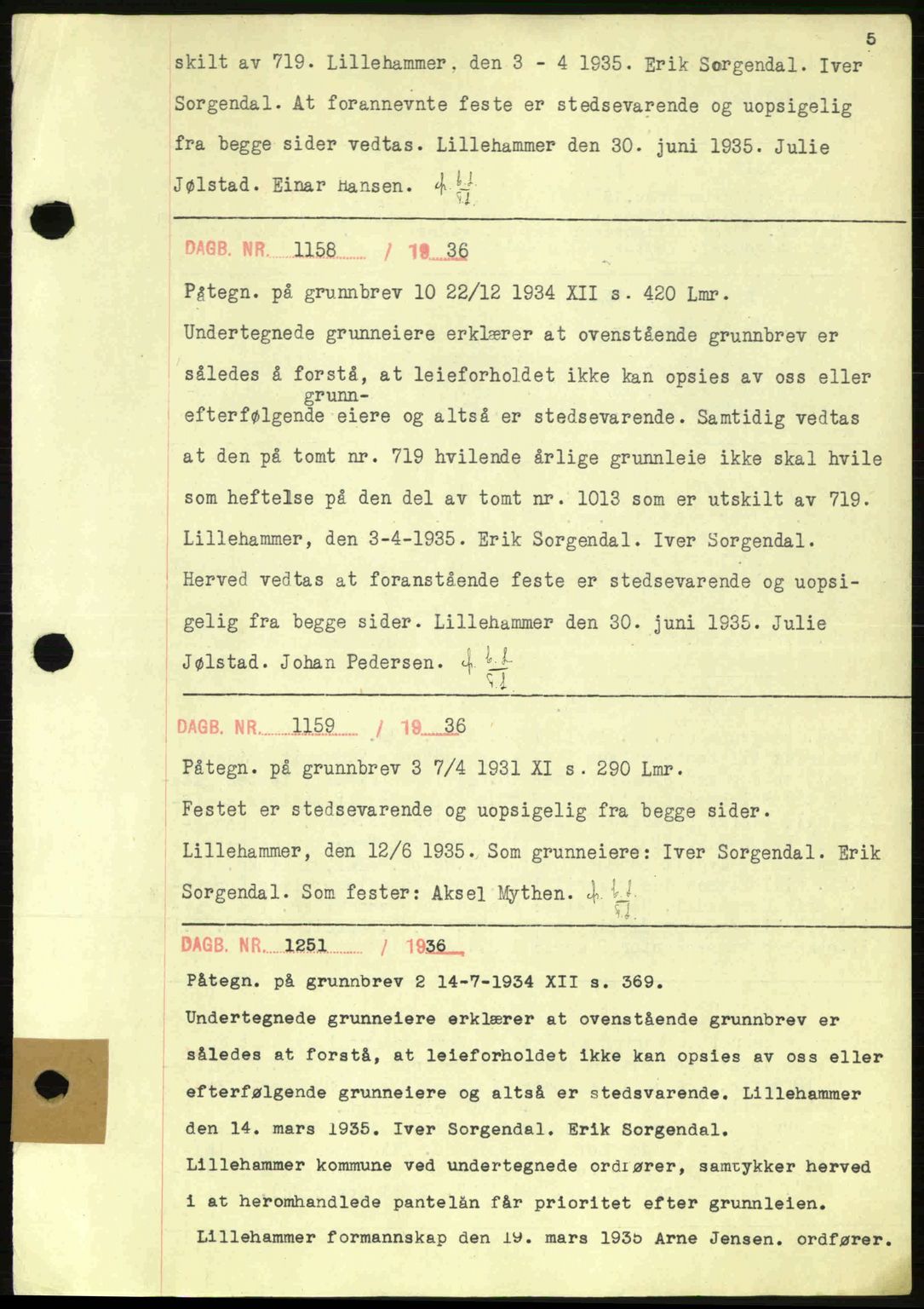 Sør-Gudbrandsdal tingrett, SAH/TING-004/H/Hb/Hbf/L0001: Pantebok nr. C3a, 1936-1945, Dagboknr: 1158/1936