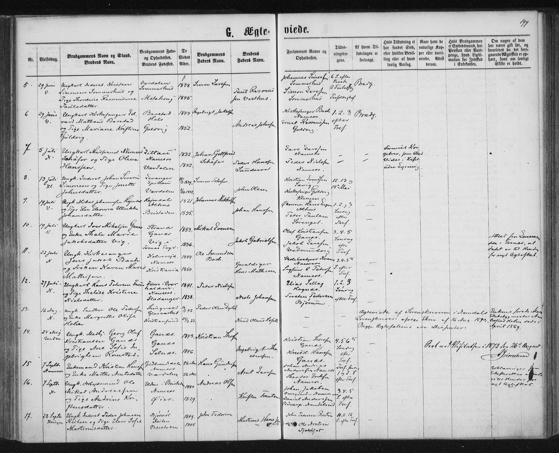 Ministerialprotokoller, klokkerbøker og fødselsregistre - Nord-Trøndelag, SAT/A-1458/768/L0570: Ministerialbok nr. 768A05, 1865-1874, s. 199