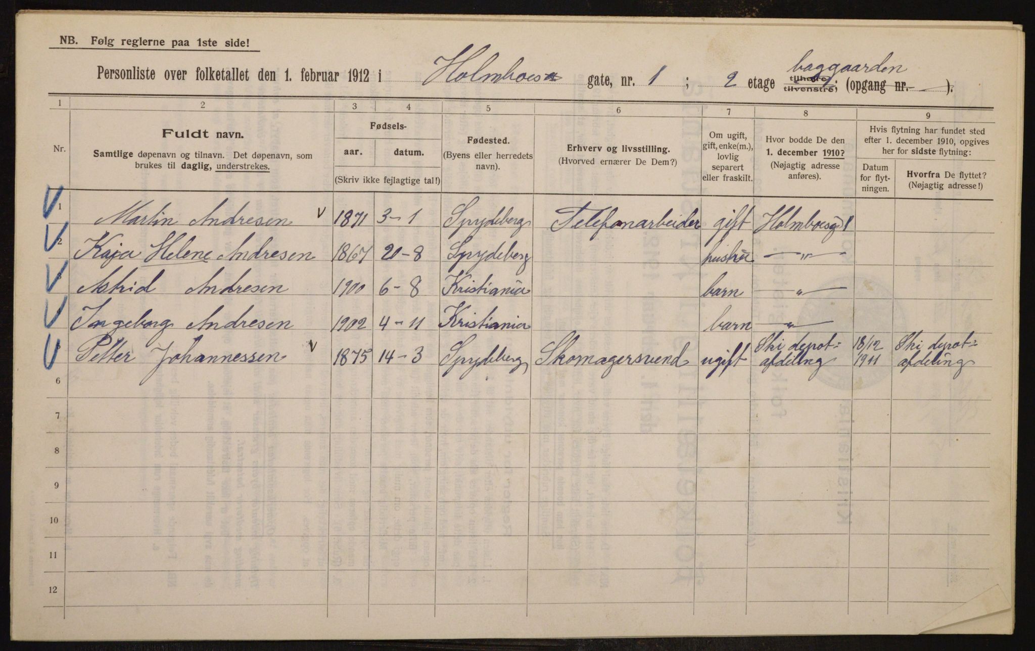 OBA, Kommunal folketelling 1.2.1912 for Kristiania, 1912, s. 41159