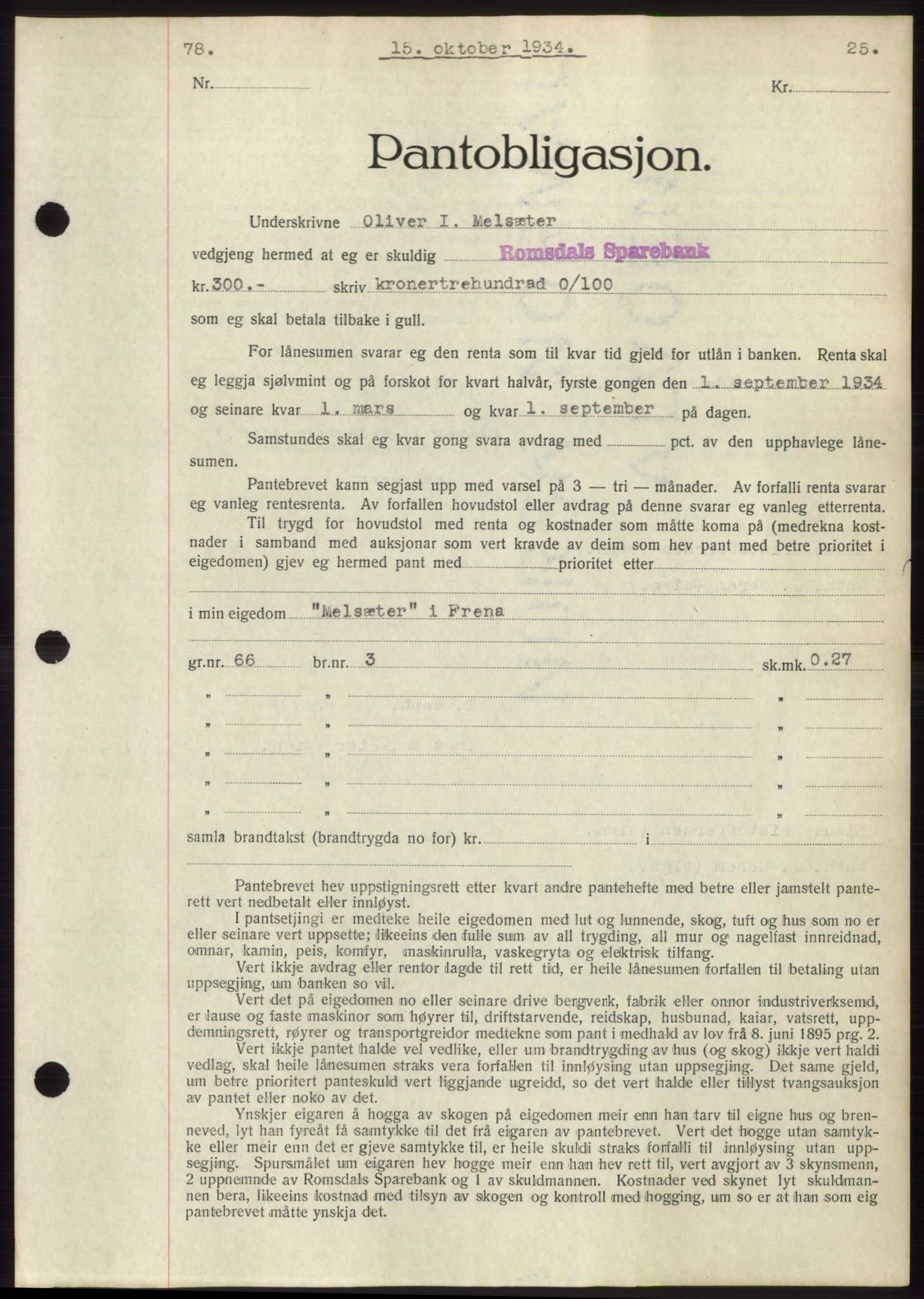 Romsdal sorenskriveri, AV/SAT-A-4149/1/2/2C/L0066: Pantebok nr. 60, 1934-1935, Tingl.dato: 15.10.1934