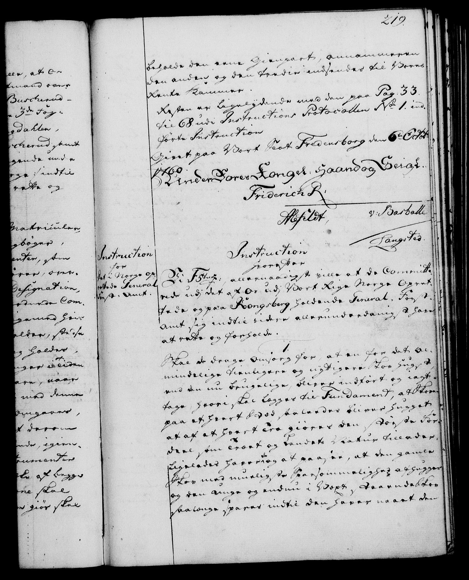 Rentekammeret, Kammerkanselliet, RA/EA-3111/G/Gg/Ggi/L0003: Norsk instruksjonsprotokoll med register (merket RK 53.36), 1751-1775, s. 219