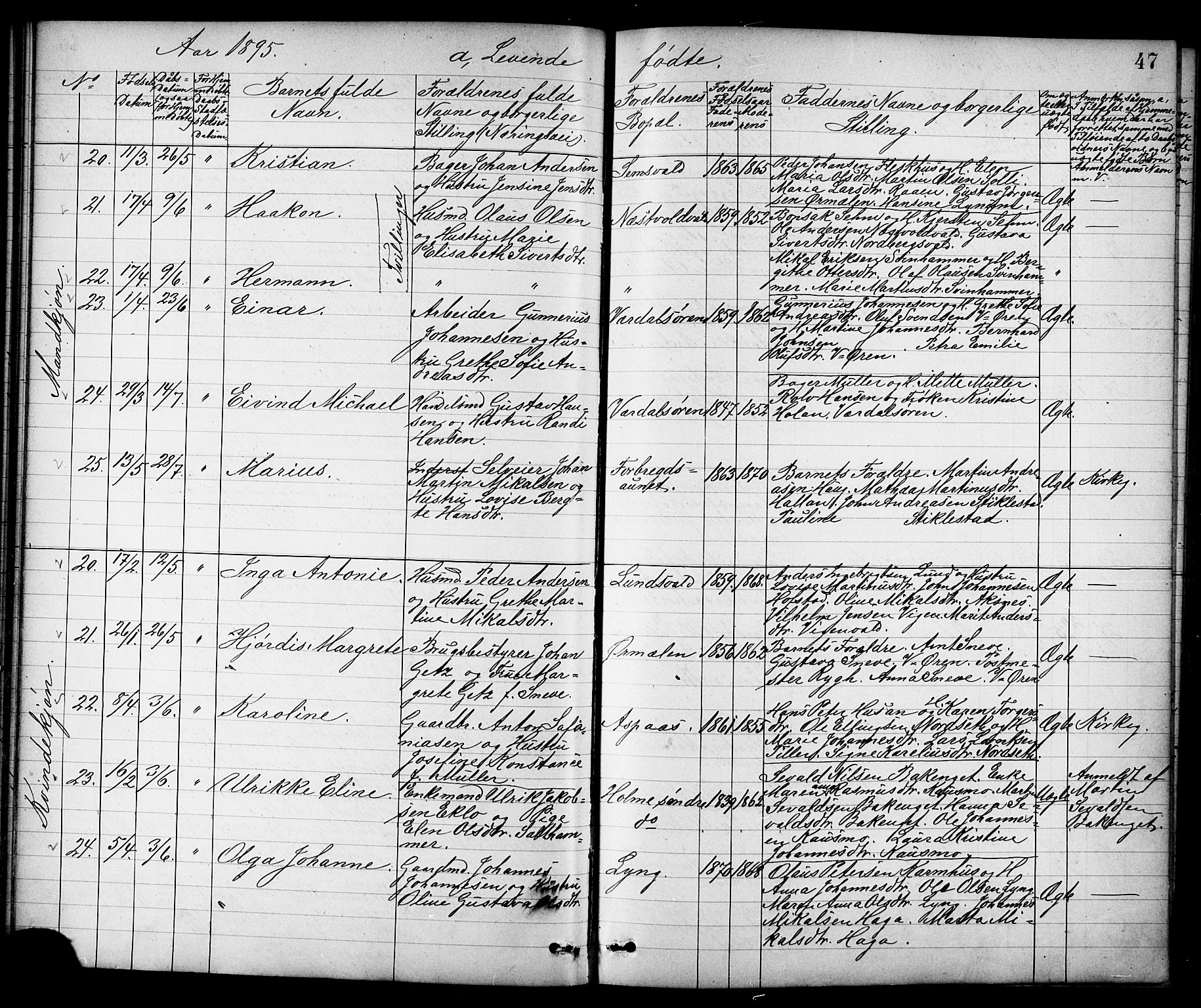 Ministerialprotokoller, klokkerbøker og fødselsregistre - Nord-Trøndelag, AV/SAT-A-1458/723/L0257: Klokkerbok nr. 723C05, 1890-1907, s. 47