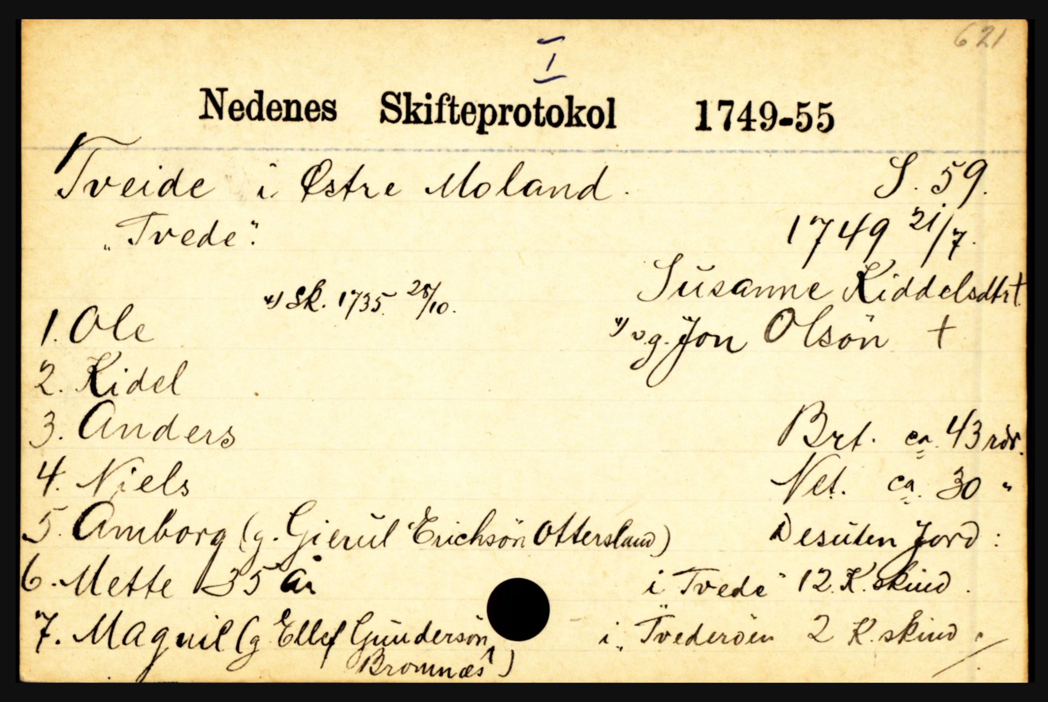 Nedenes sorenskriveri før 1824, AV/SAK-1221-0007/H, s. 31451
