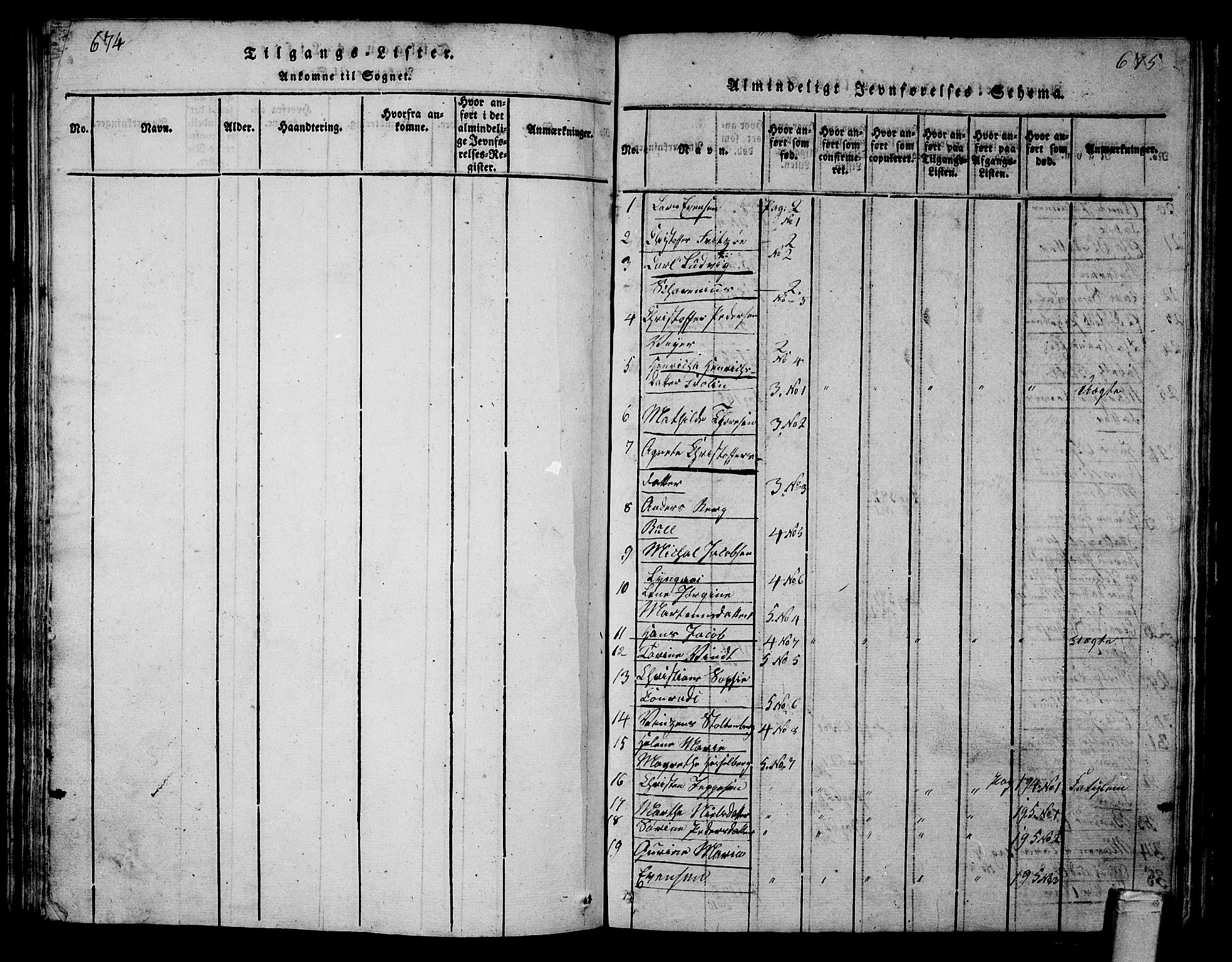 Tønsberg kirkebøker, AV/SAKO-A-330/G/Ga/L0001: Klokkerbok nr. 1, 1813-1826, s. 674-675